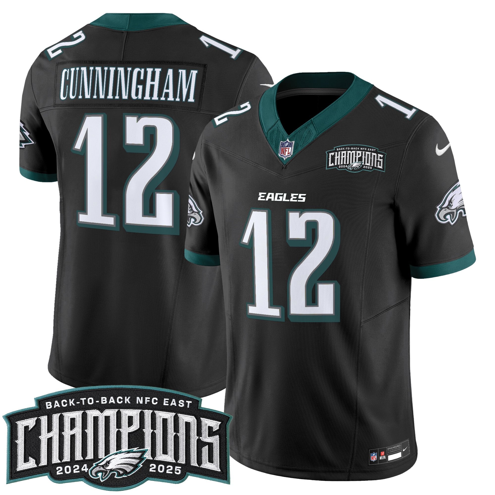 Men's Philadelphia Eagles Back-To-Back 2024-2025 NFC East Division Champions Vapor Limited Jersey - All Stitched