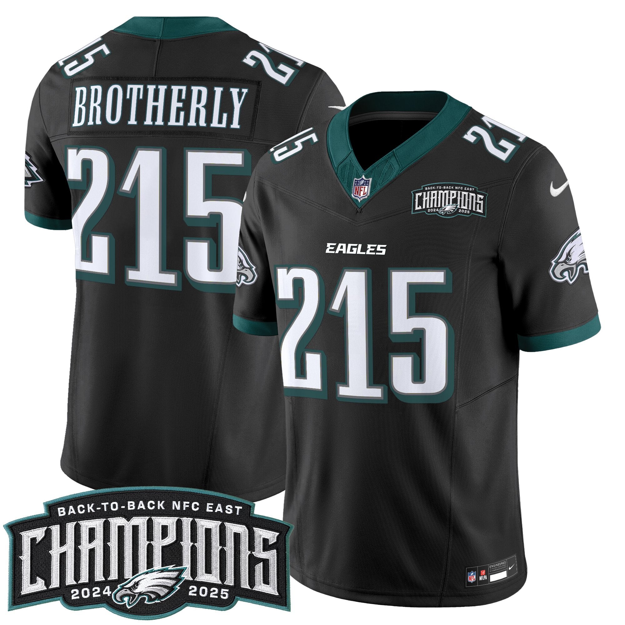 Men's Philadelphia Eagles Back-To-Back 2024-2025 NFC East Division Champions Vapor Limited Jersey - All Stitched