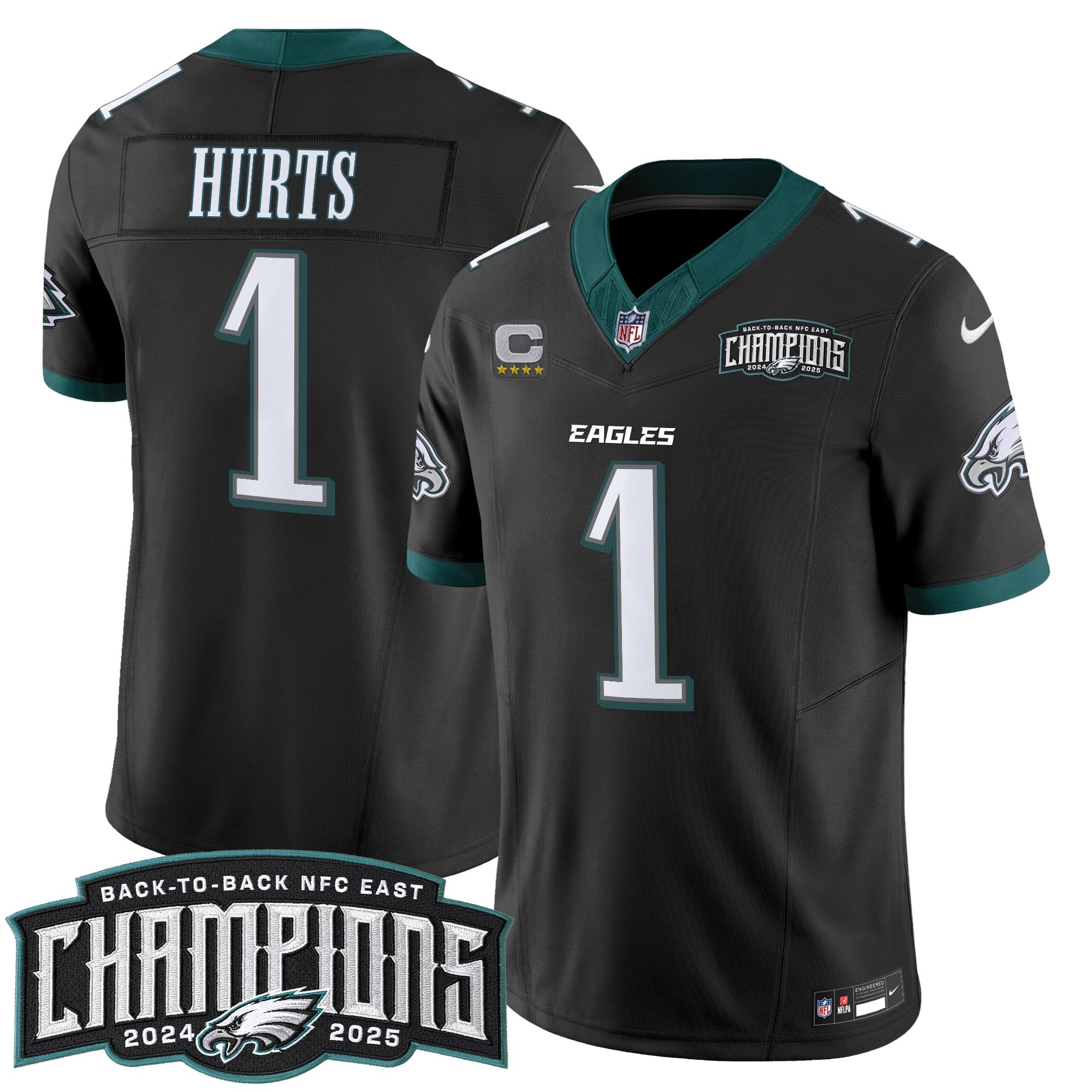 Men's Philadelphia Eagles Back-To-Back 2024-2025 NFC East Division Champions Vapor Limited Jersey - All Stitched