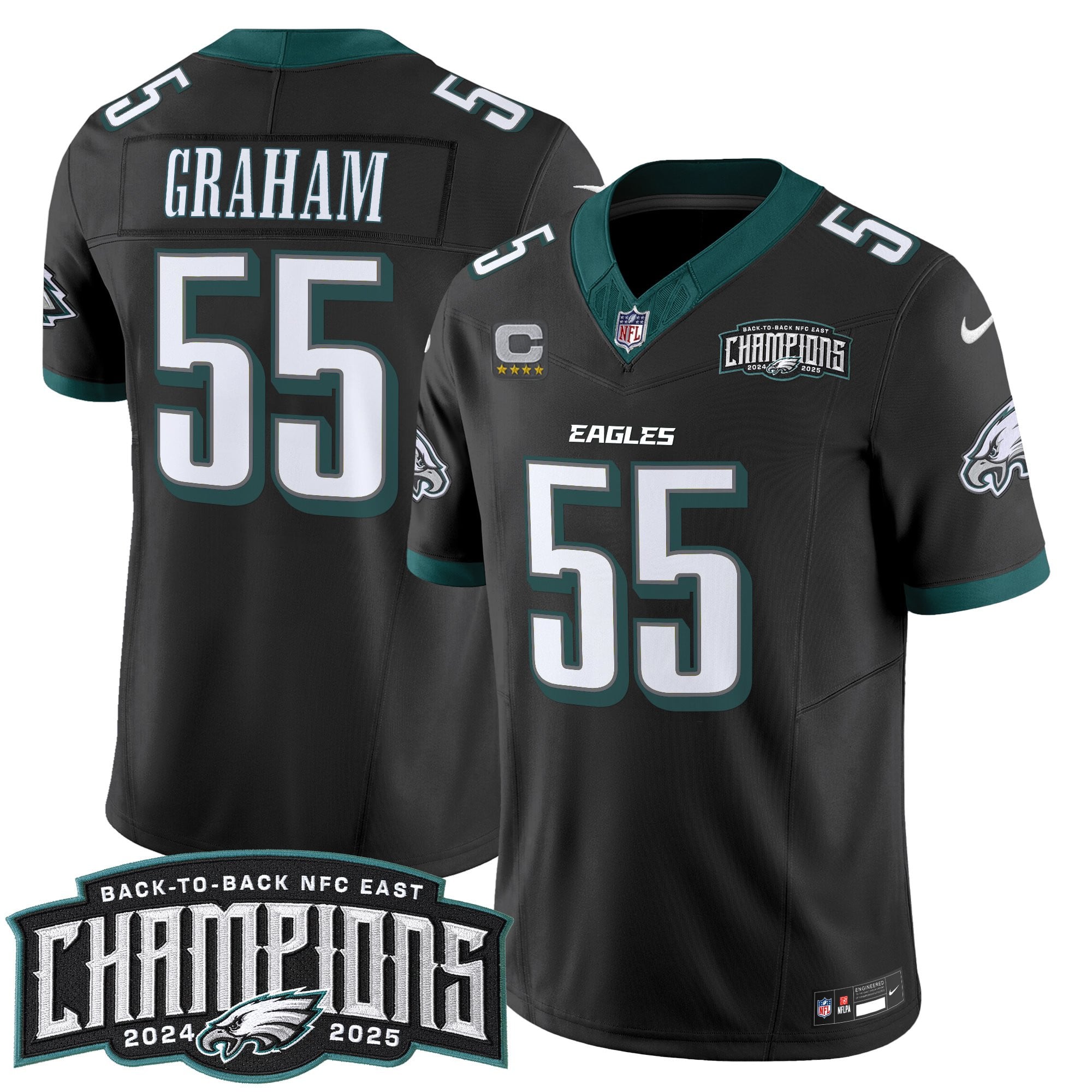 Men's Philadelphia Eagles Back-To-Back 2024-2025 NFC East Division Champions Vapor Limited Jersey - All Stitched