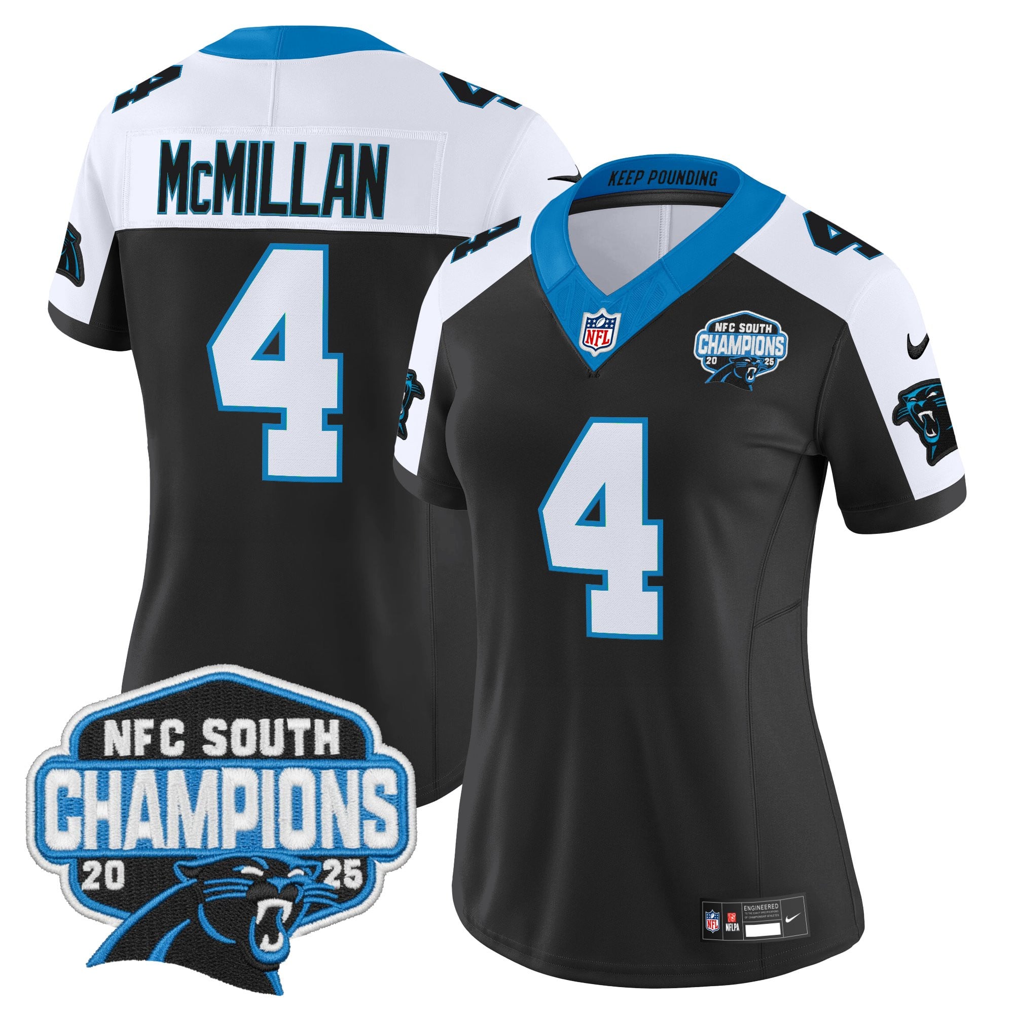 Women's Carolina Panthers 2025 NFC South Division Champions Vapor Limited Jersey - All Stitched