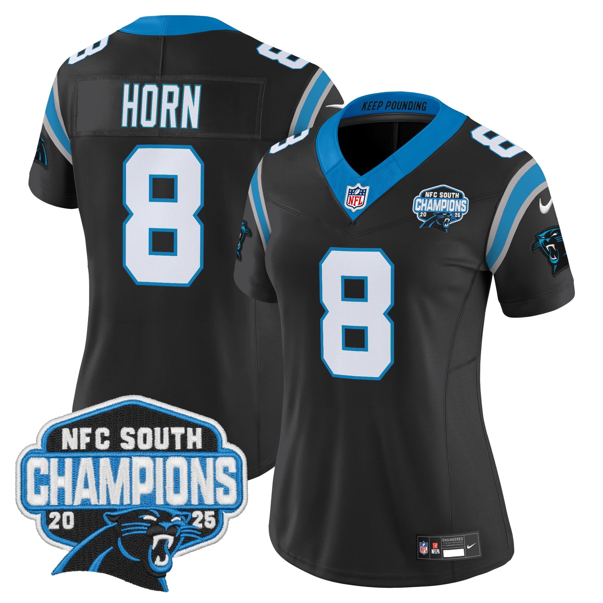 Women's Carolina Panthers 2025 NFC South Division Champions Vapor Limited Jersey - All Stitched