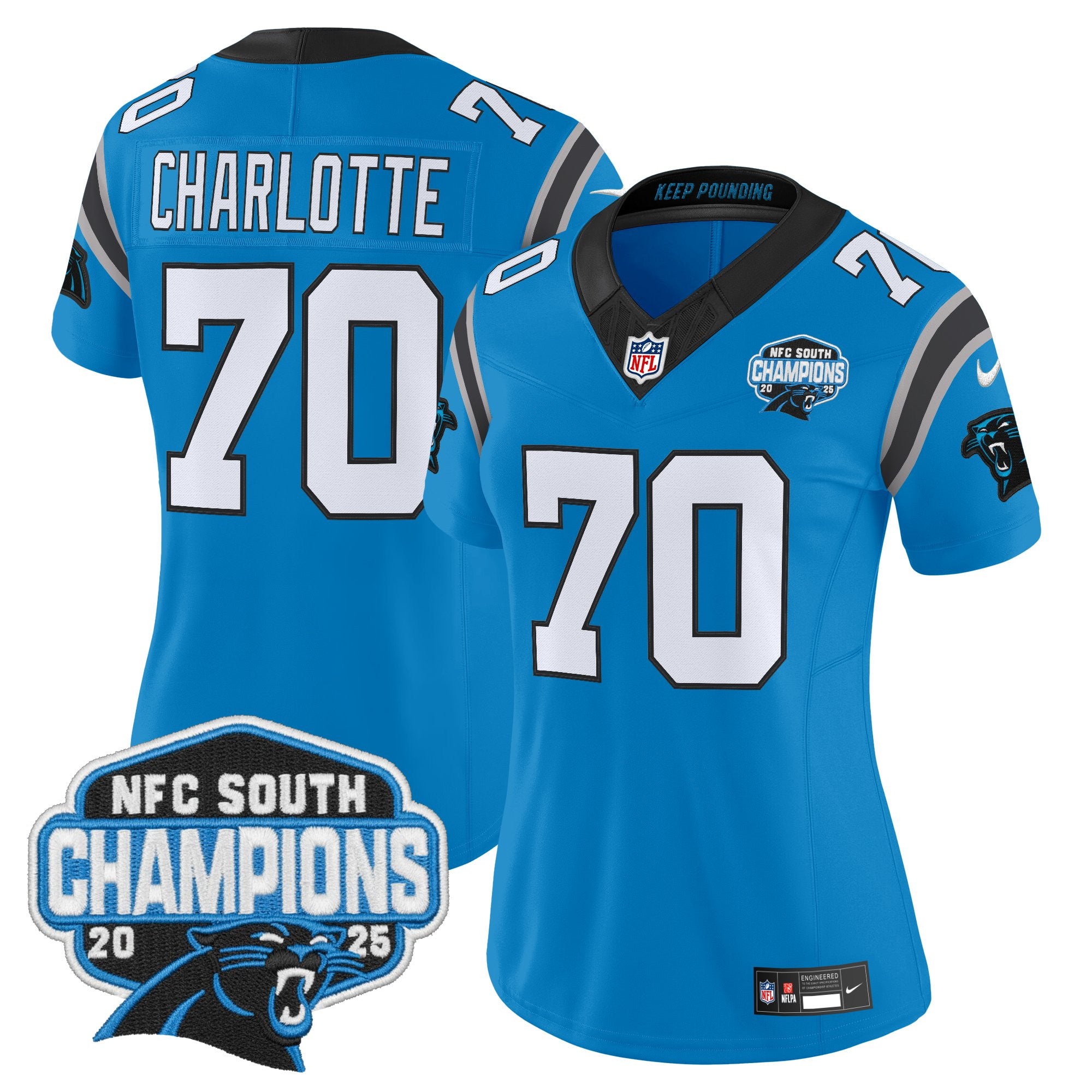 Women's Carolina Panthers 2025 NFC South Division Champions Vapor Limited Jersey - All Stitched