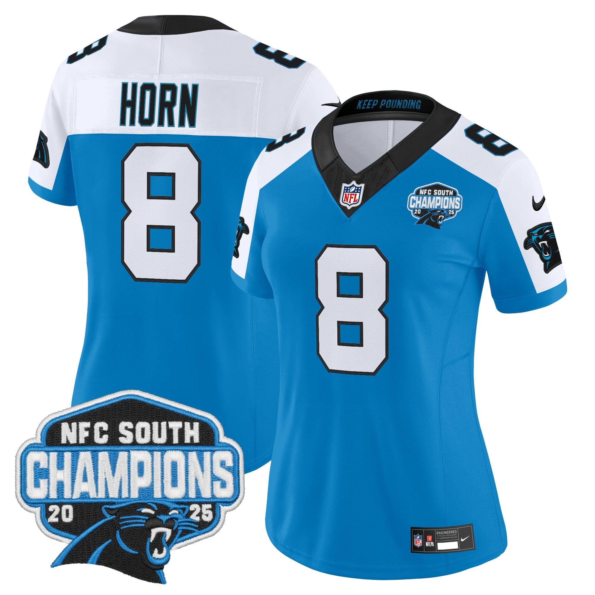 Women's Carolina Panthers 2025 NFC South Division Champions Vapor Limited Jersey - All Stitched
