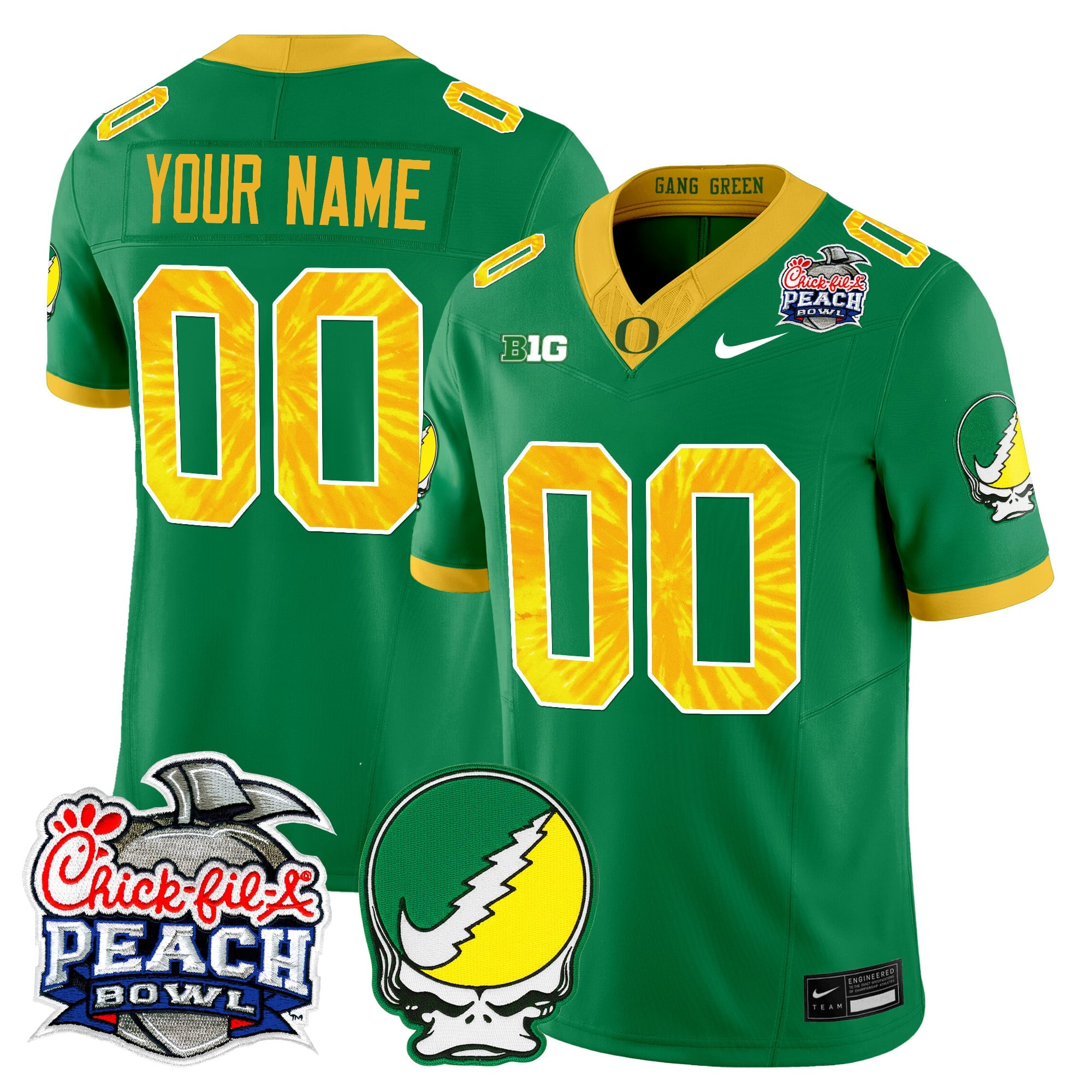Oregon Ducks "Grateful Ducks" Vapor Limited Custom Jersey - 2026 Peach Bowl Patch - All Stitched