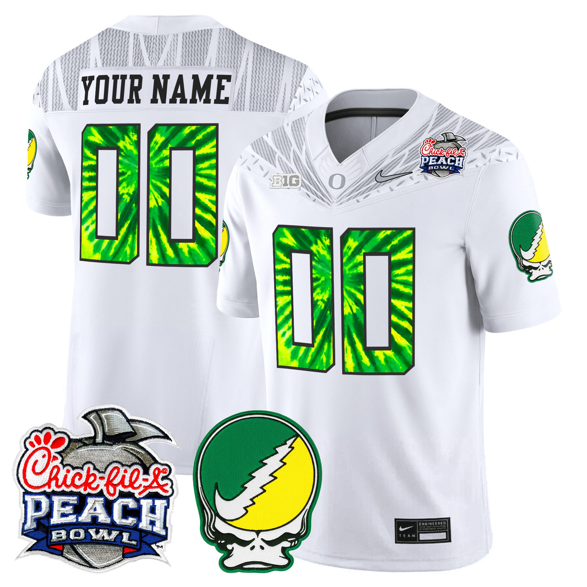 Oregon Ducks "Grateful Ducks" Vapor Limited Custom Jersey - 2026 Peach Bowl Patch - All Stitched