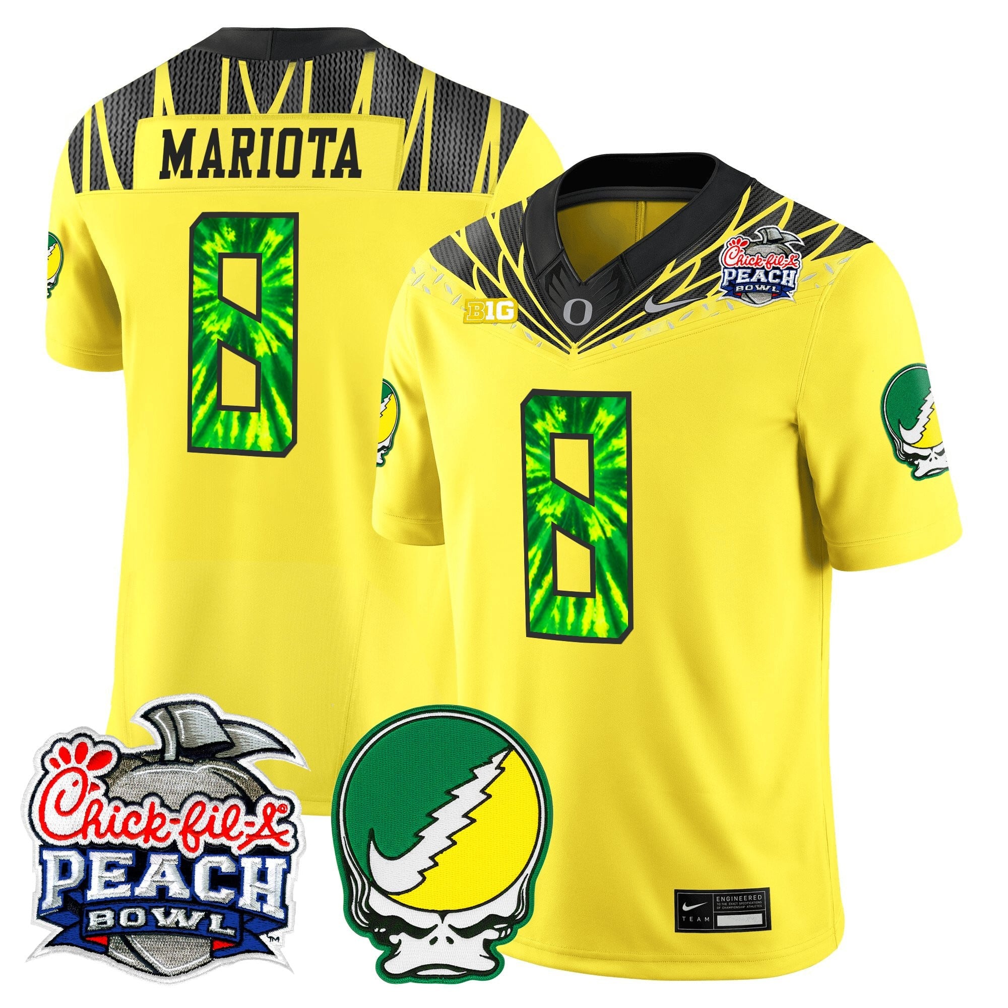 Men's Oregon Ducks "Grateful Ducks" Vapor Limited Jersey - 2026 Peach Bowl Patch - All Stitched