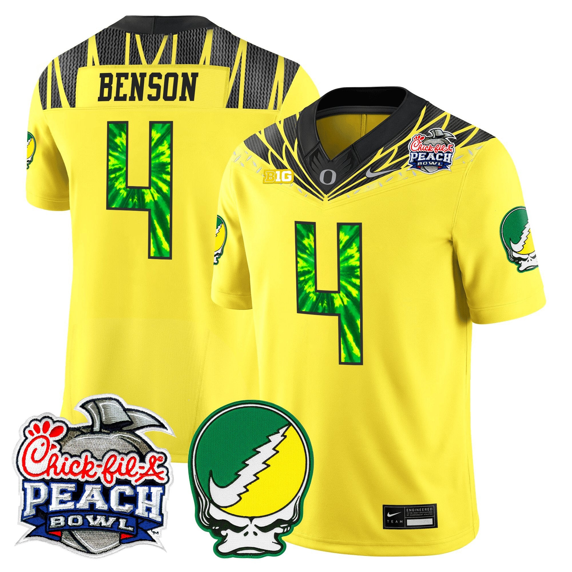 Men's Oregon Ducks "Grateful Ducks" Vapor Limited Jersey - 2026 Peach Bowl Patch - All Stitched