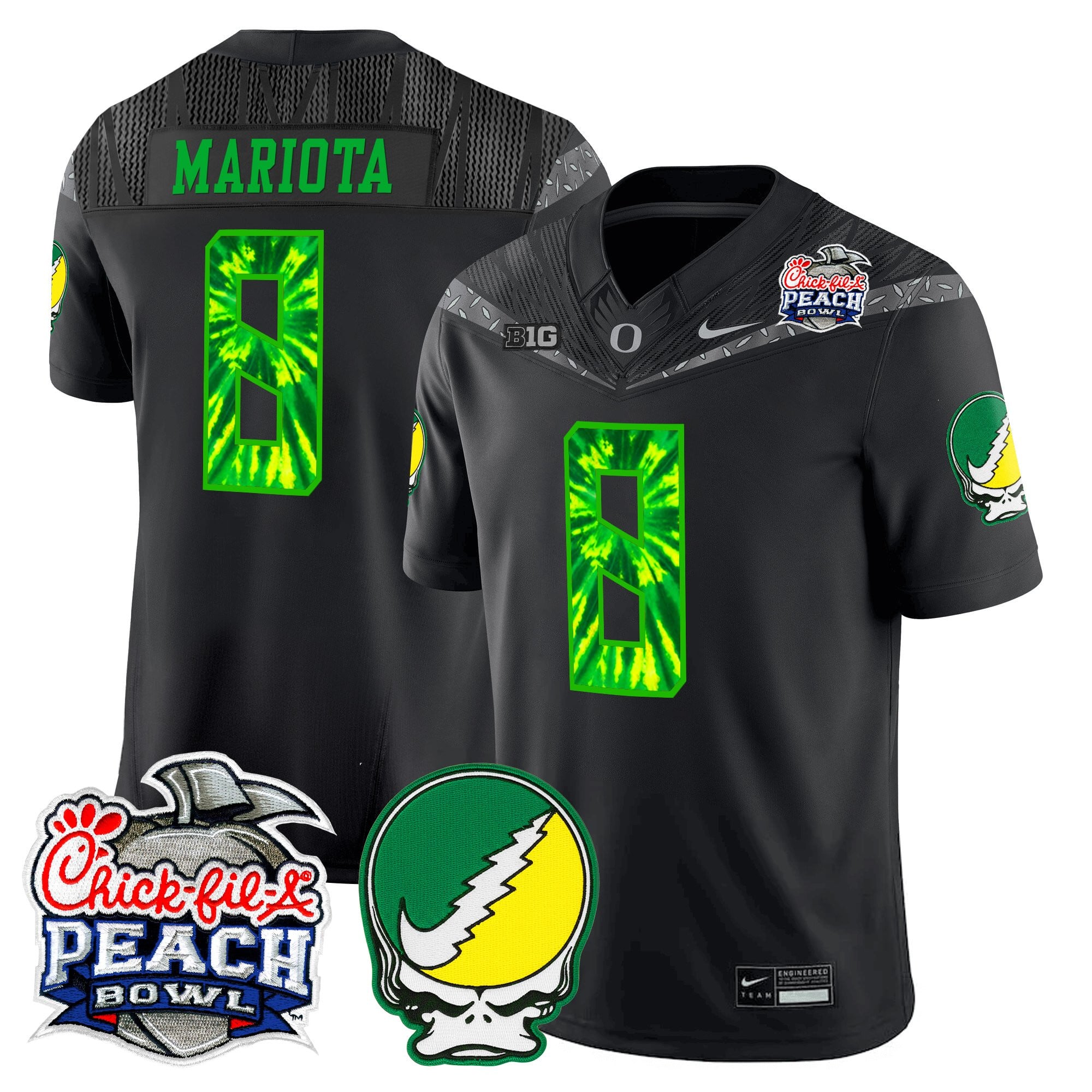 Men's Oregon Ducks "Grateful Ducks" Vapor Limited Jersey - 2026 Peach Bowl Patch - All Stitched