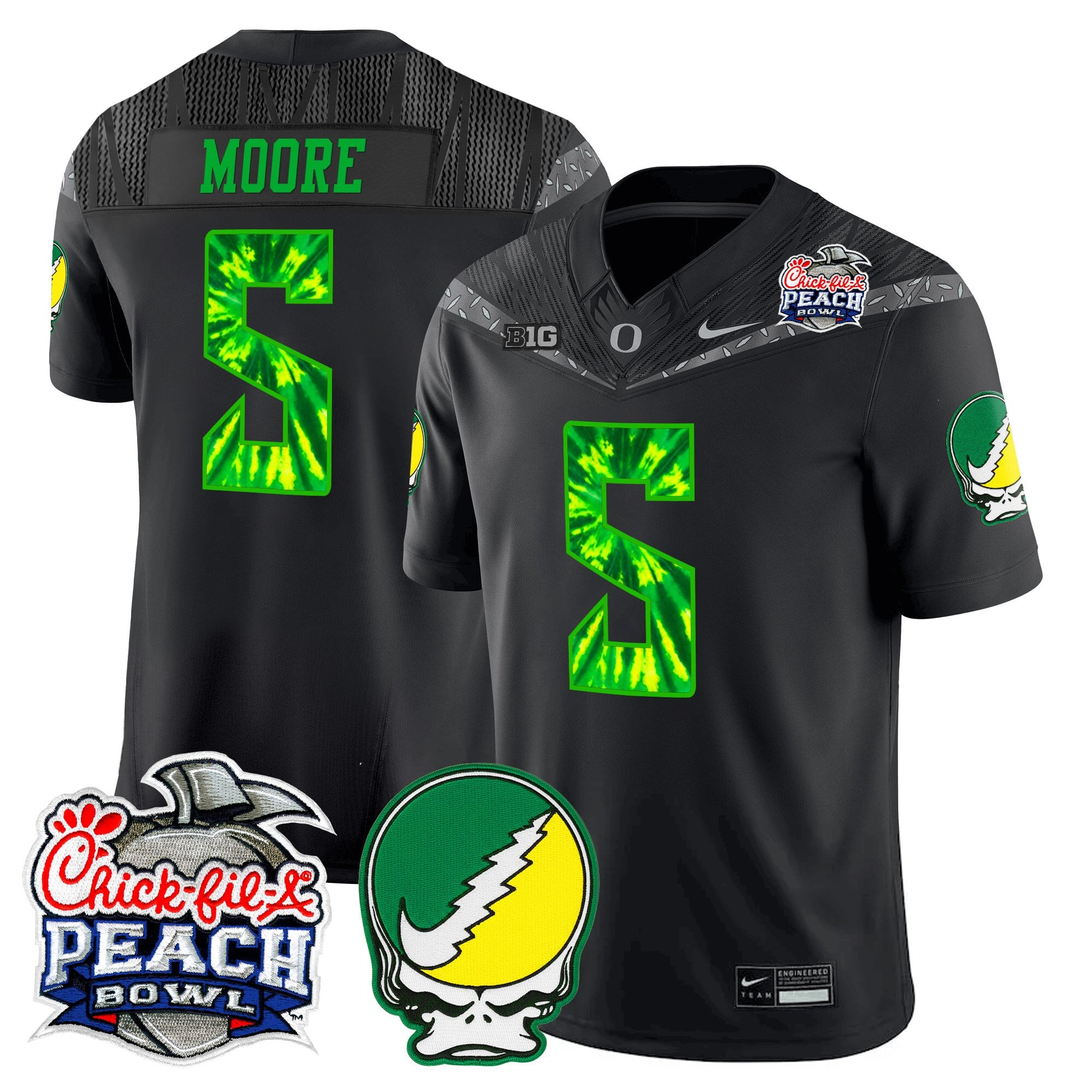 Men's Oregon Ducks "Grateful Ducks" Vapor Limited Jersey - 2026 Peach Bowl Patch - All Stitched