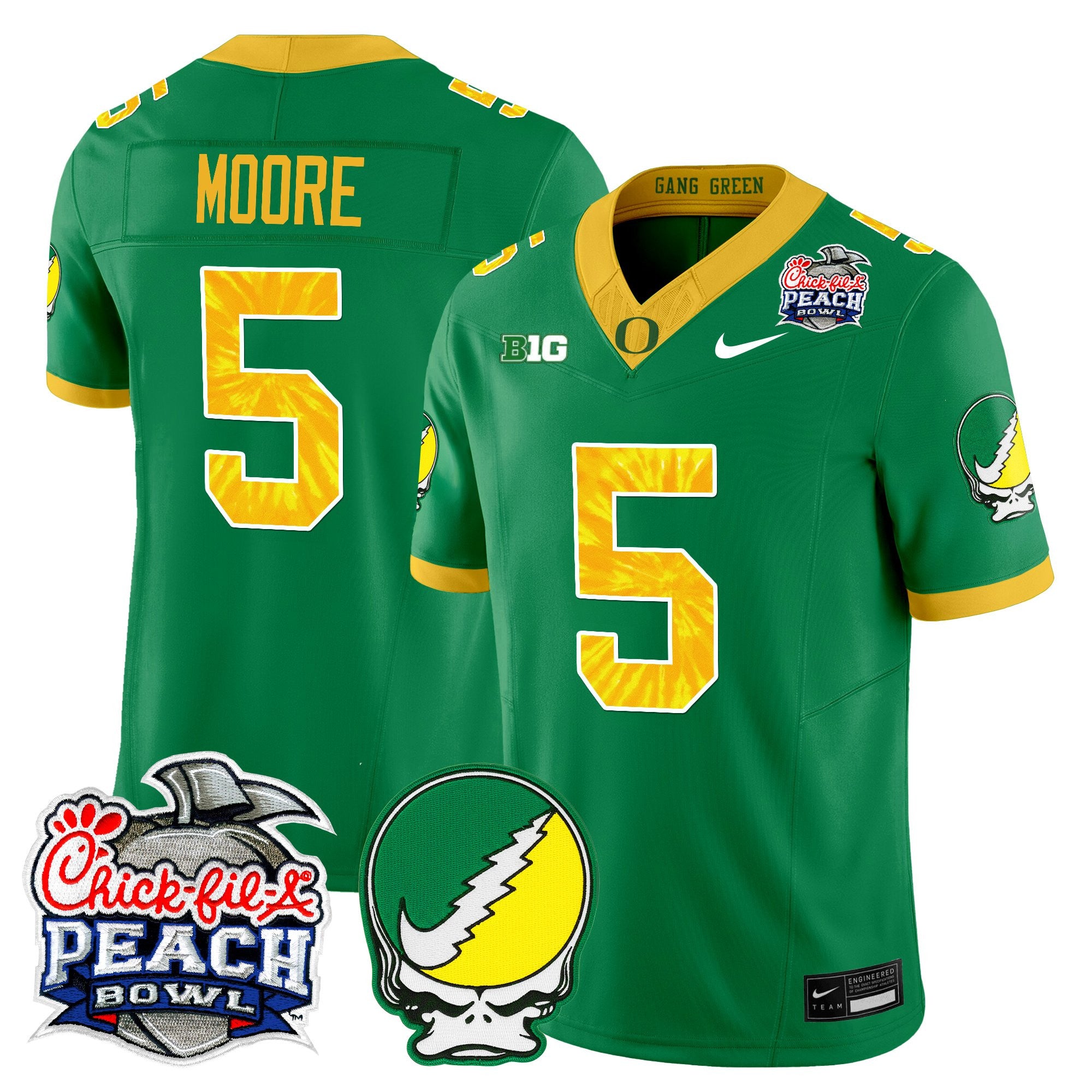 Men's Oregon Ducks "Grateful Ducks" Vapor Limited Jersey - 2026 Peach Bowl Patch - All Stitched