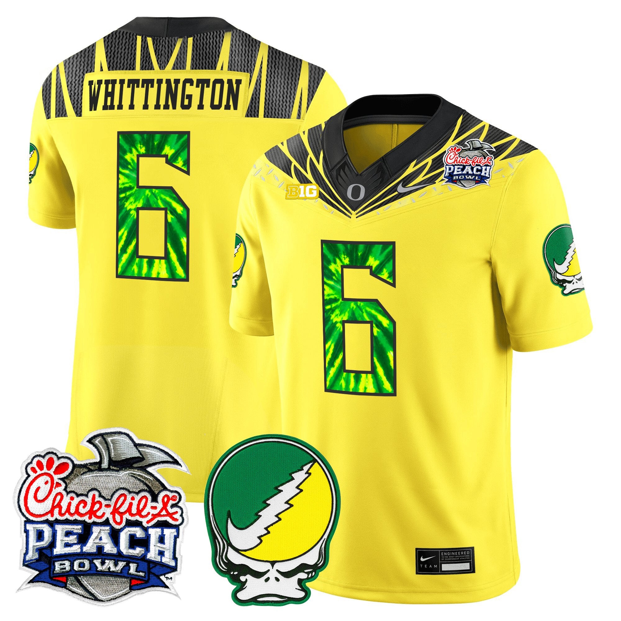 Men's Oregon Ducks "Grateful Ducks" Vapor Limited Jersey - 2026 Peach Bowl Patch - All Stitched
