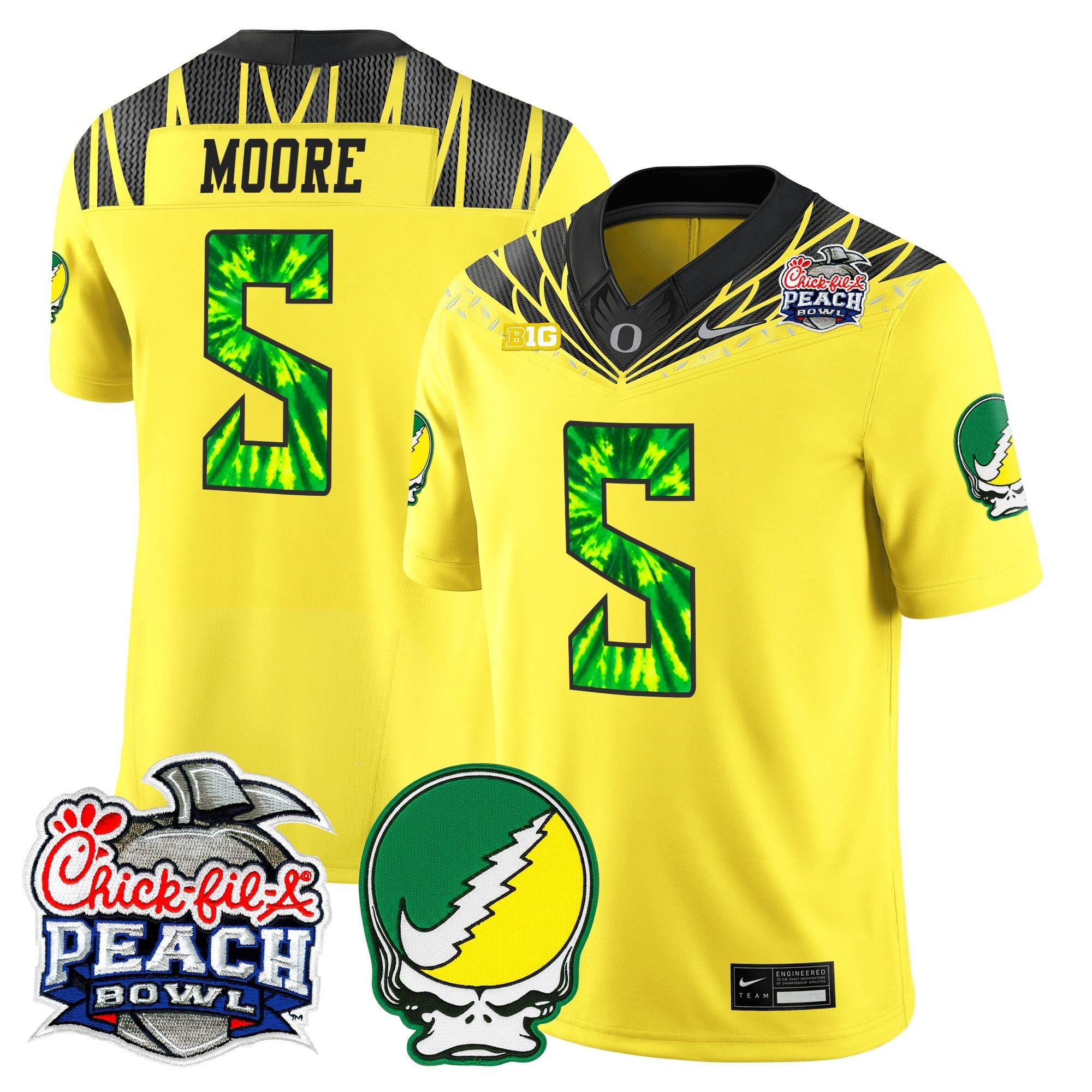 Men's Oregon Ducks "Grateful Ducks" Vapor Limited Jersey - 2026 Peach Bowl Patch - All Stitched