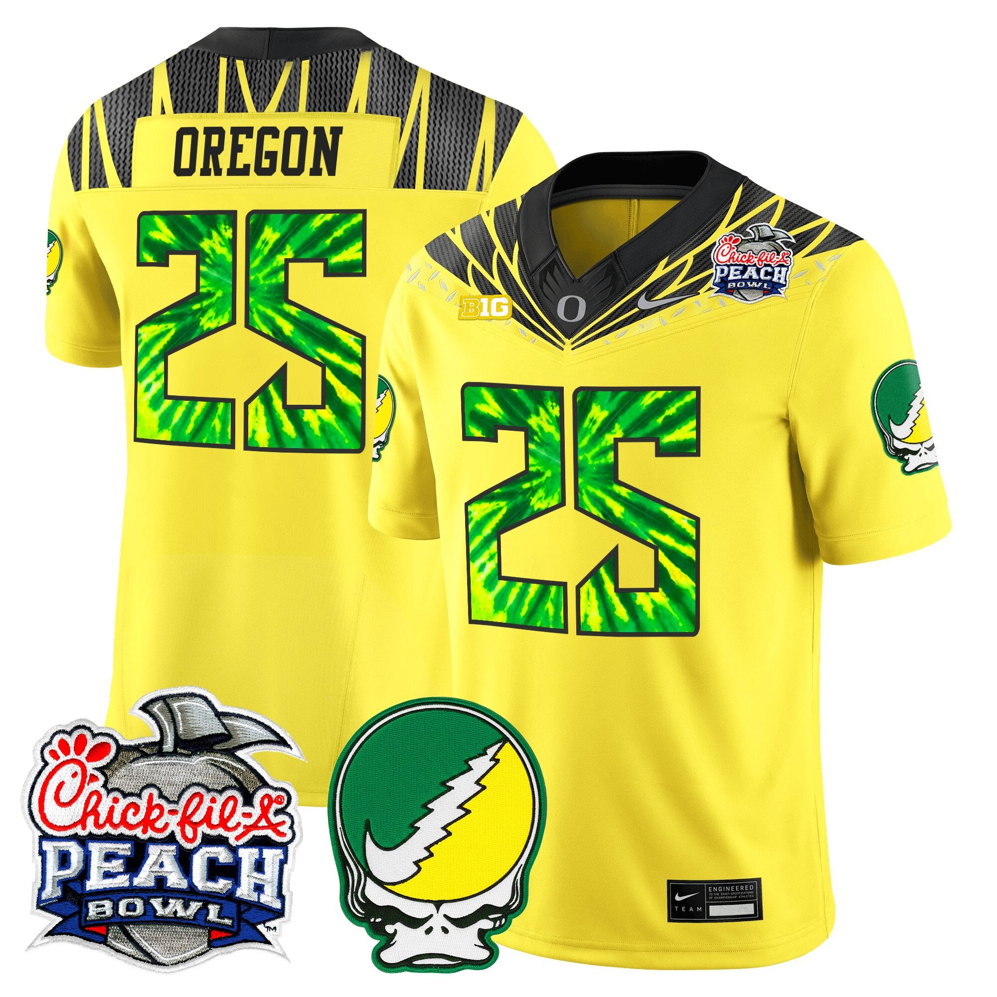 Men's Oregon Ducks "Grateful Ducks" Vapor Limited Jersey - 2026 Peach Bowl Patch - All Stitched