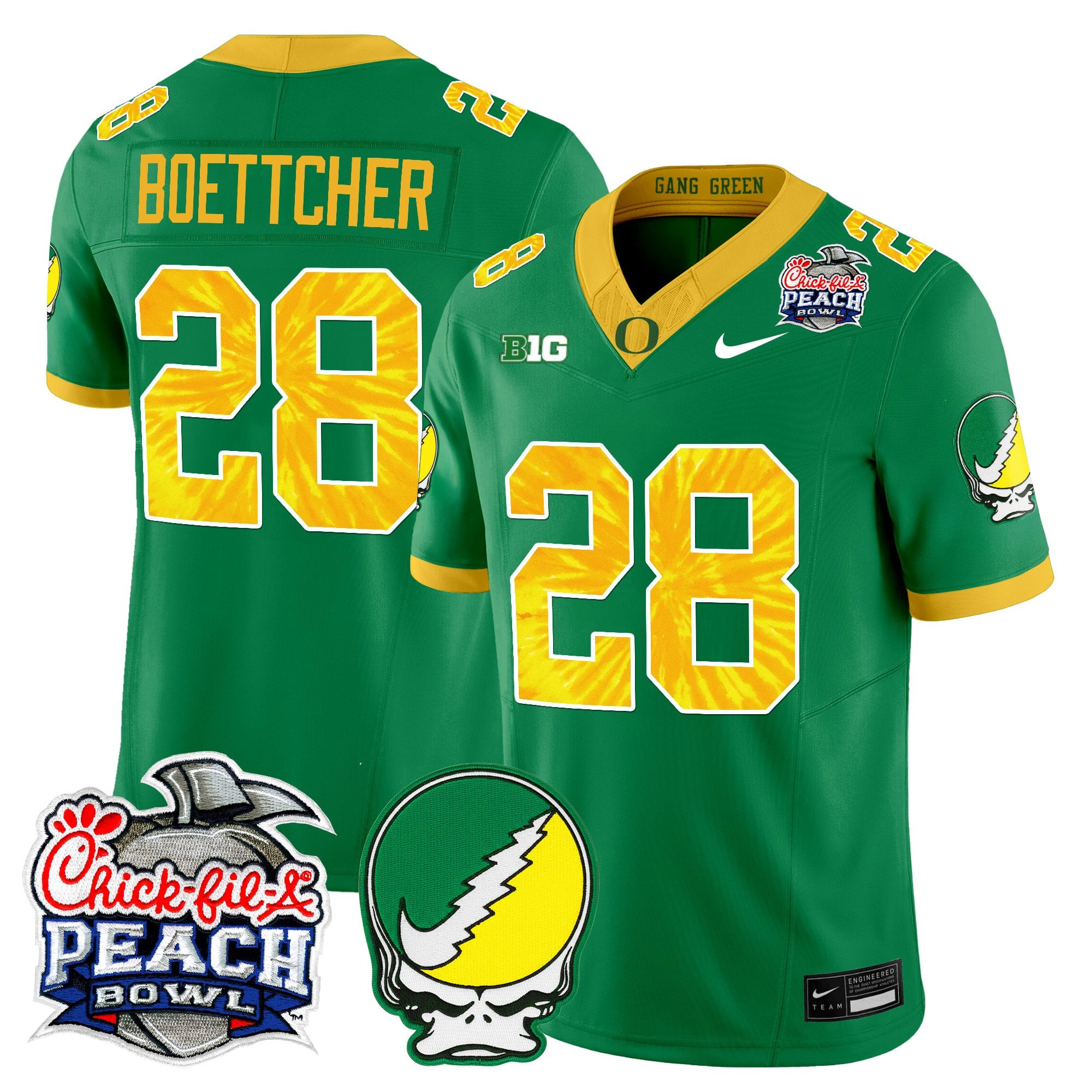 Men's Oregon Ducks "Grateful Ducks" Vapor Limited Jersey - 2026 Peach Bowl Patch - All Stitched