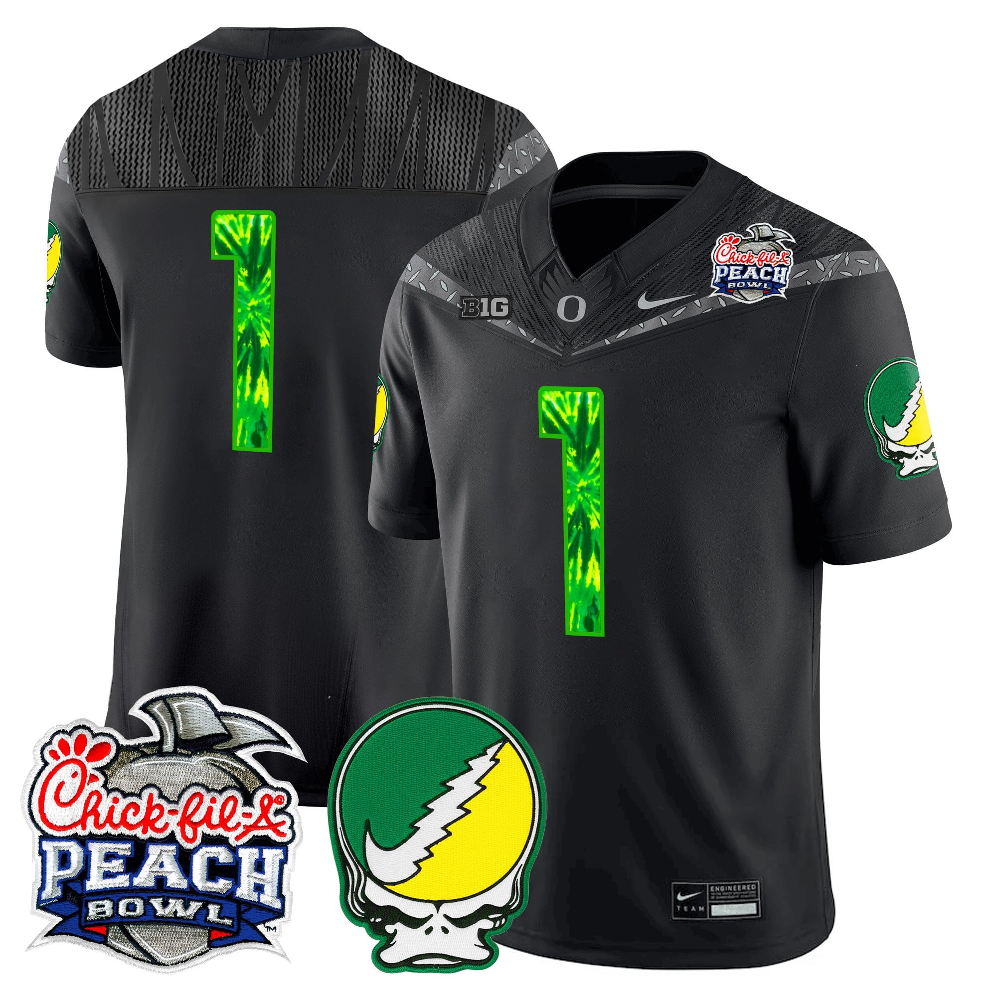 Men's Oregon Ducks "Grateful Ducks" Vapor Limited Jersey - 2026 Peach Bowl Patch - All Stitched