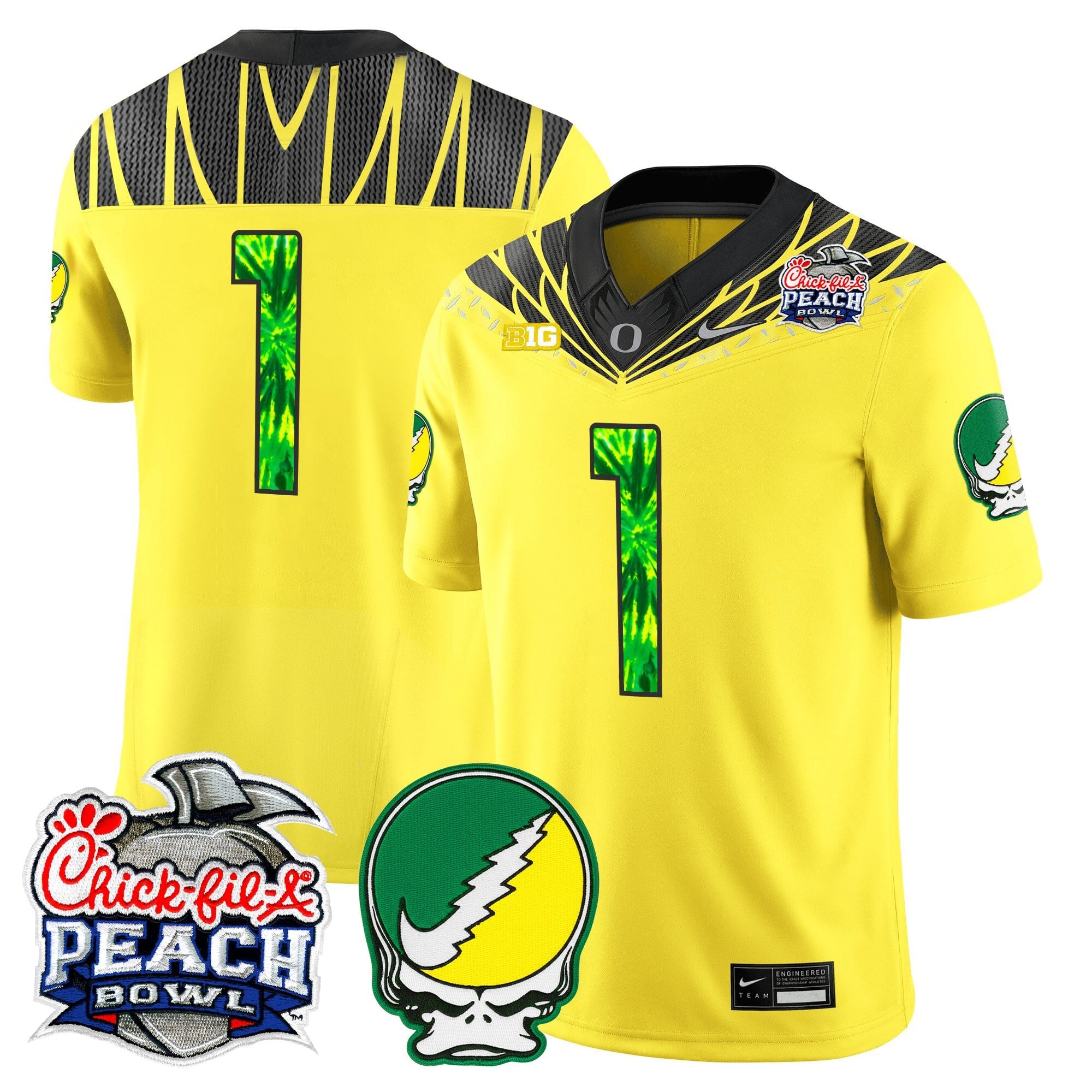 Men's Oregon Ducks "Grateful Ducks" Vapor Limited Jersey - 2026 Peach Bowl Patch - All Stitched