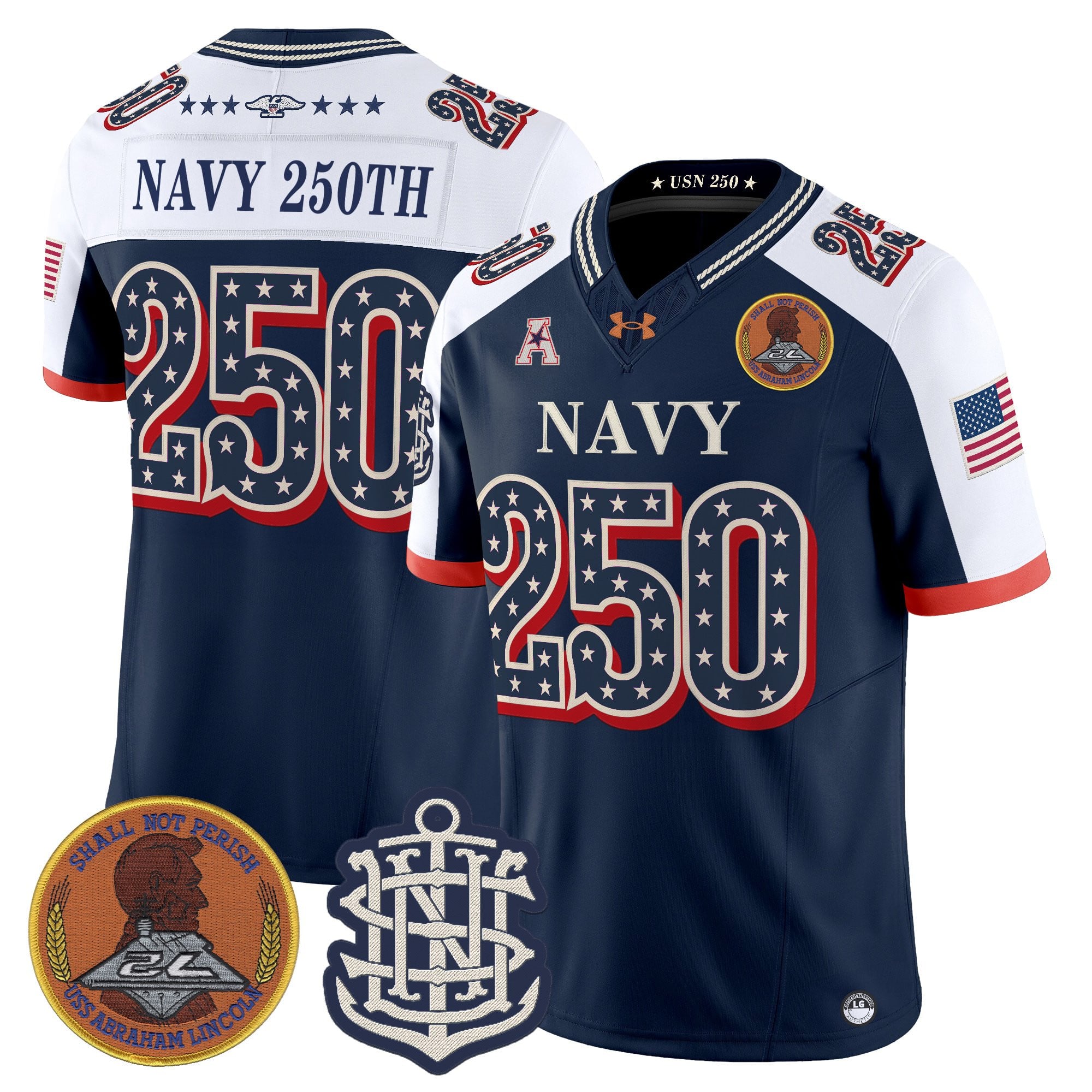 Men's Navy Midshipmen 1776-2026 America Vapor Limited Jersey - Stitched