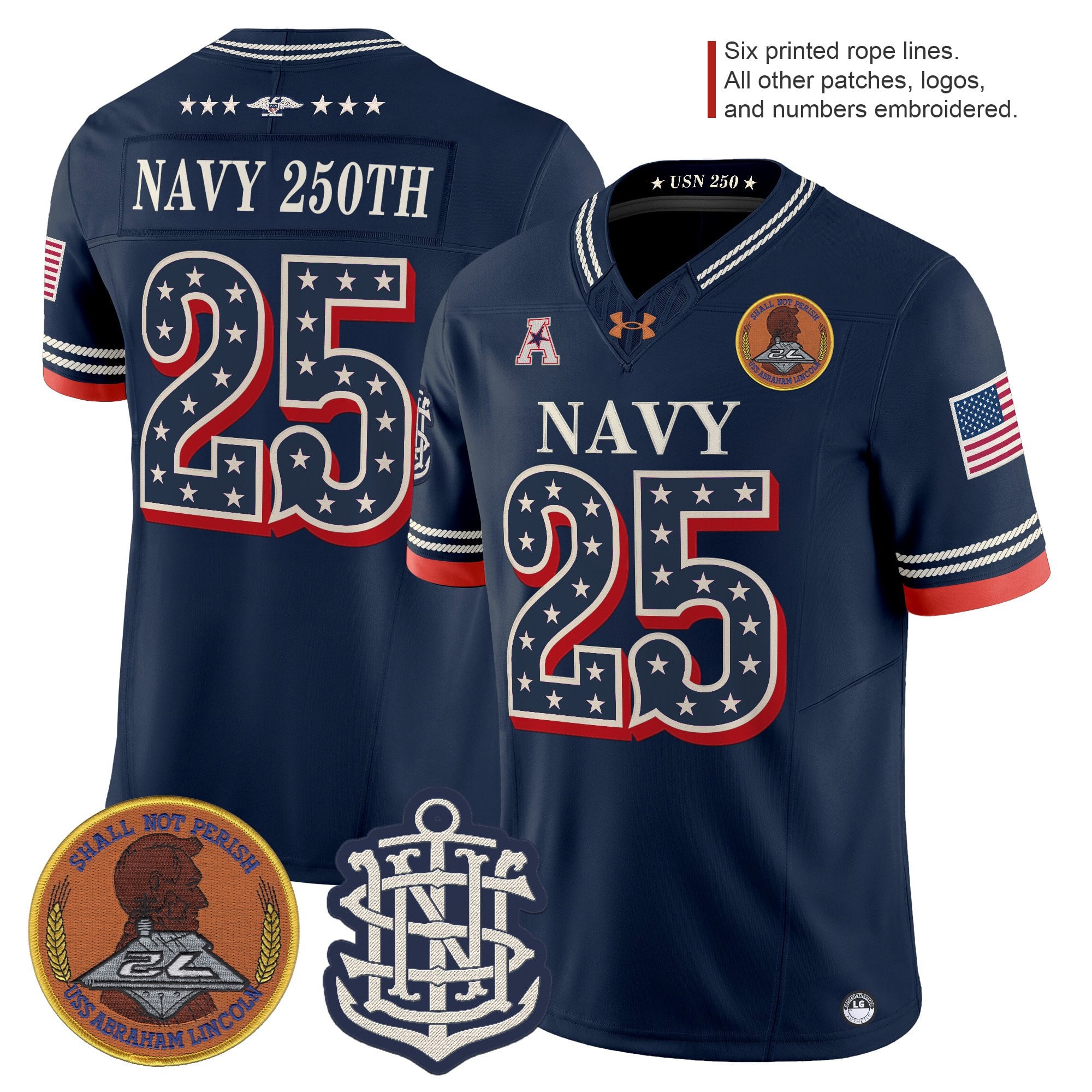 Men's Navy Midshipmen 1776-2026 America Vapor Limited Jersey - Stitched