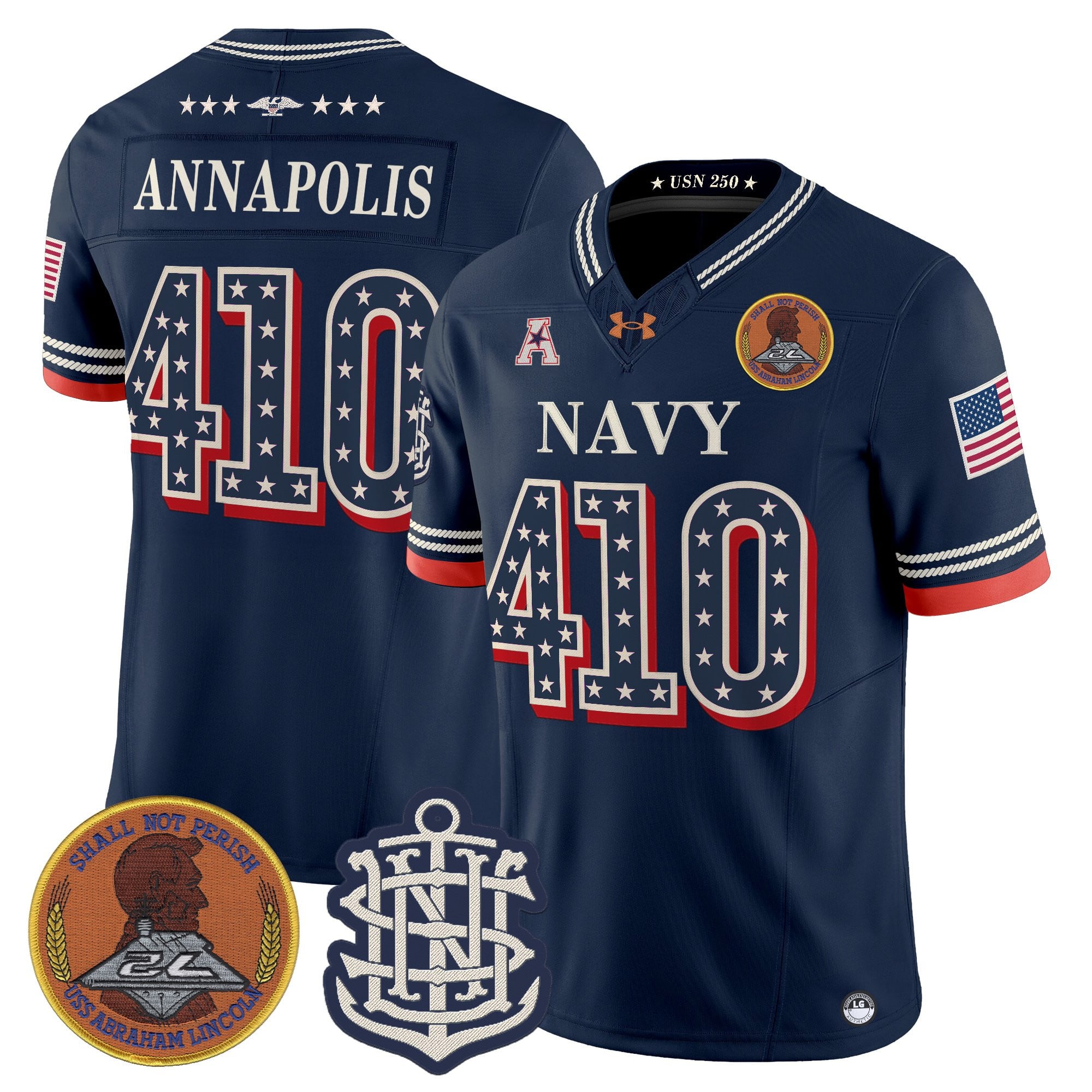 Men's Navy Midshipmen 1776-2026 America Vapor Limited Jersey - Stitched