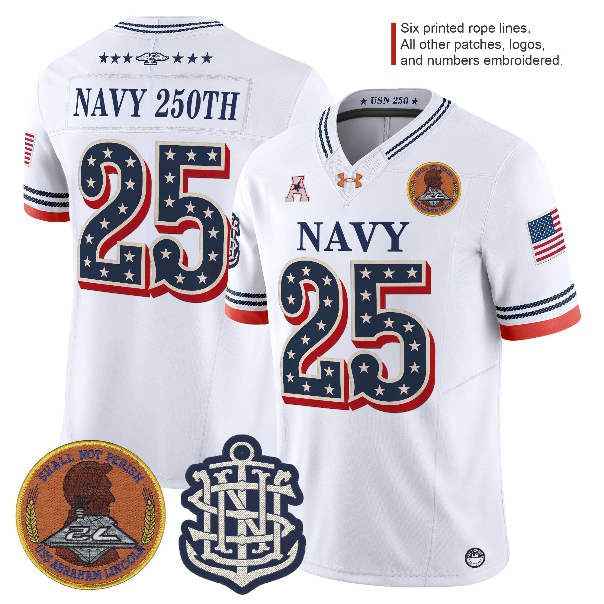 Men's Navy Midshipmen 1776-2026 America Vapor Limited Jersey - Stitched