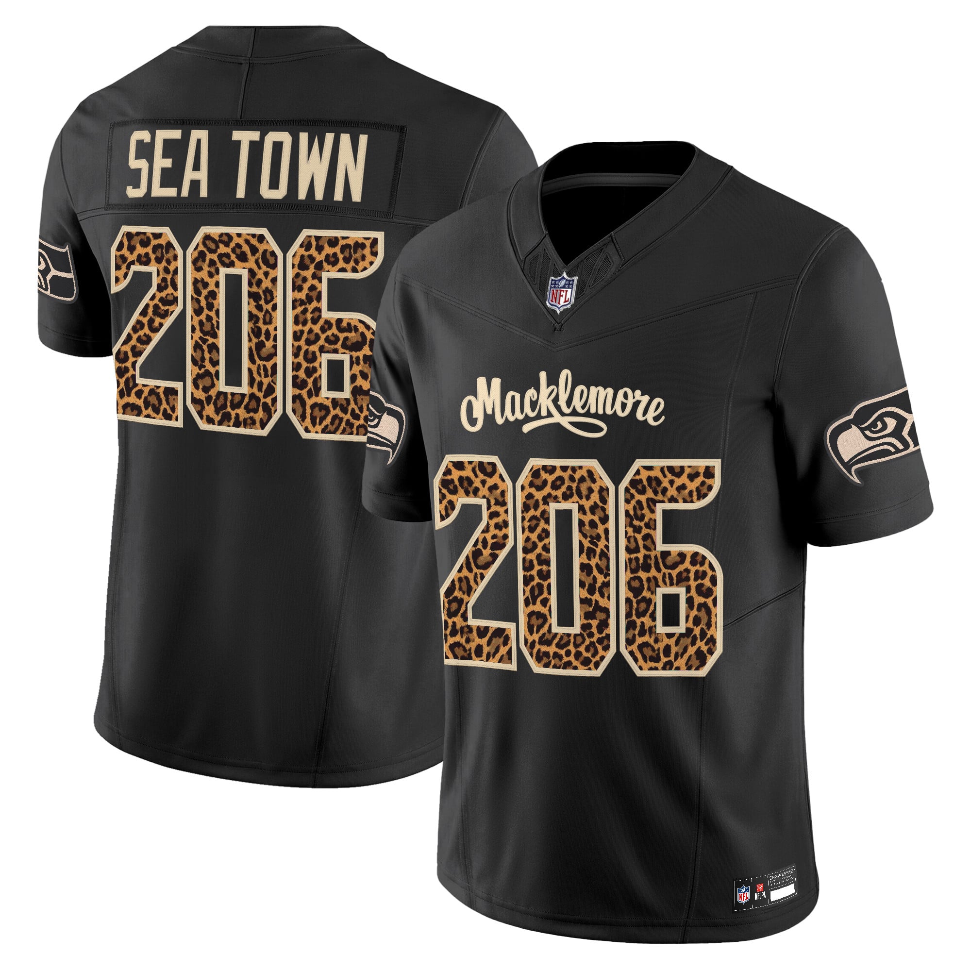 Men's Seattle Seahawks x Macklemore Vapor Limited Jersey - Leopard Print -Stitched