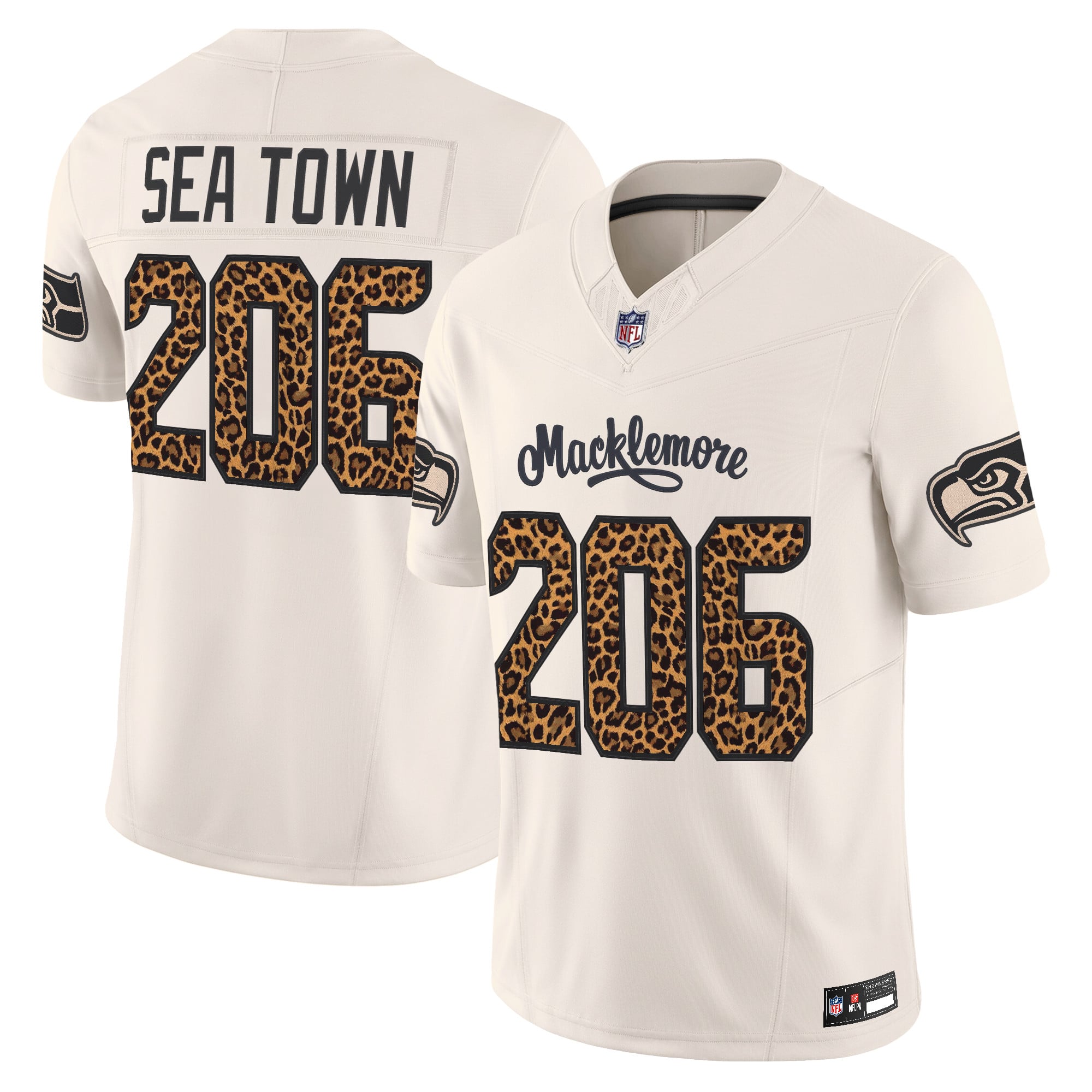 Men's Seattle Seahawks x Macklemore Vapor Limited Jersey - Leopard Print -Stitched