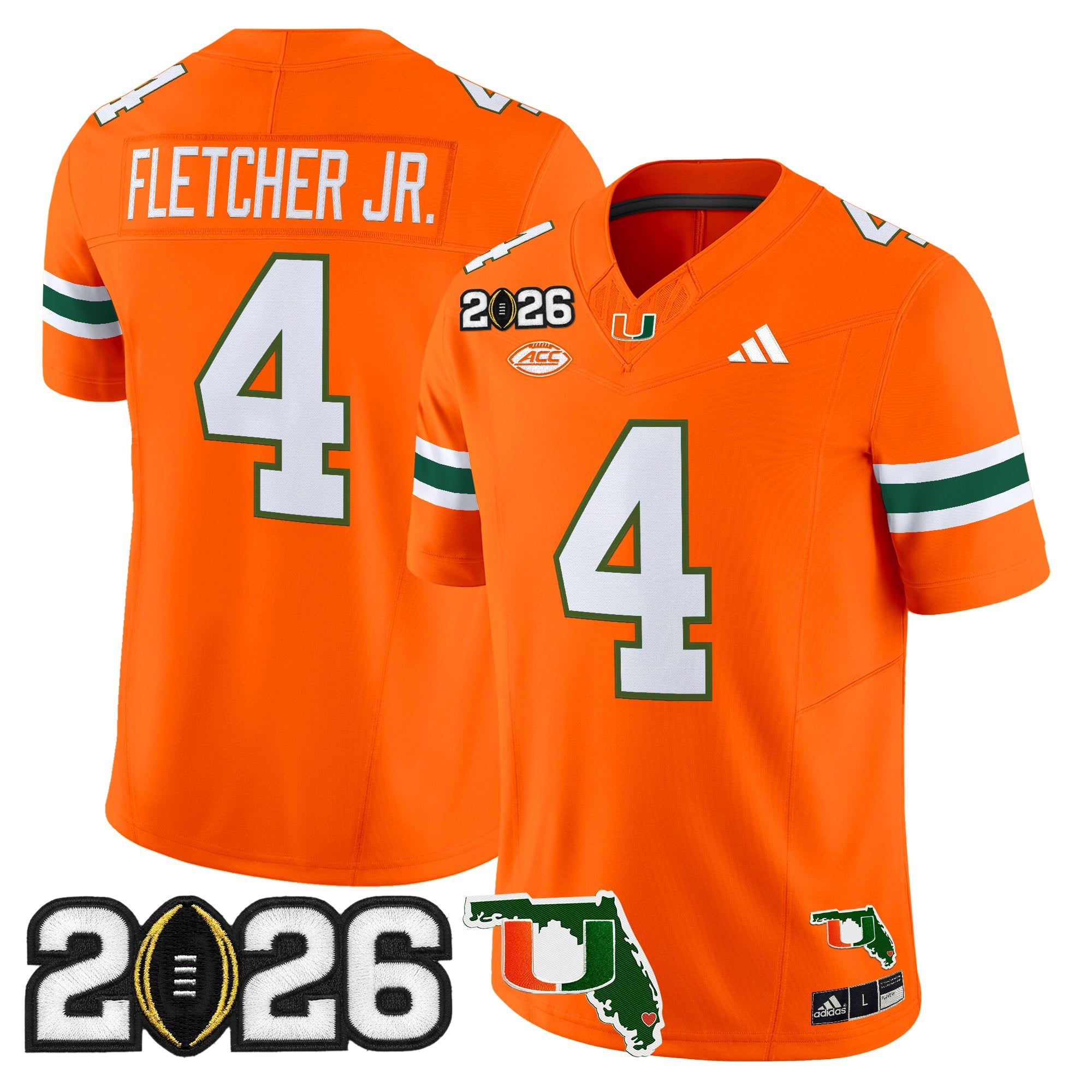 Men's Miami Hurricanes 2026 CFP Final & Florida Patch Vapor Limited Jersey - All Stitched
