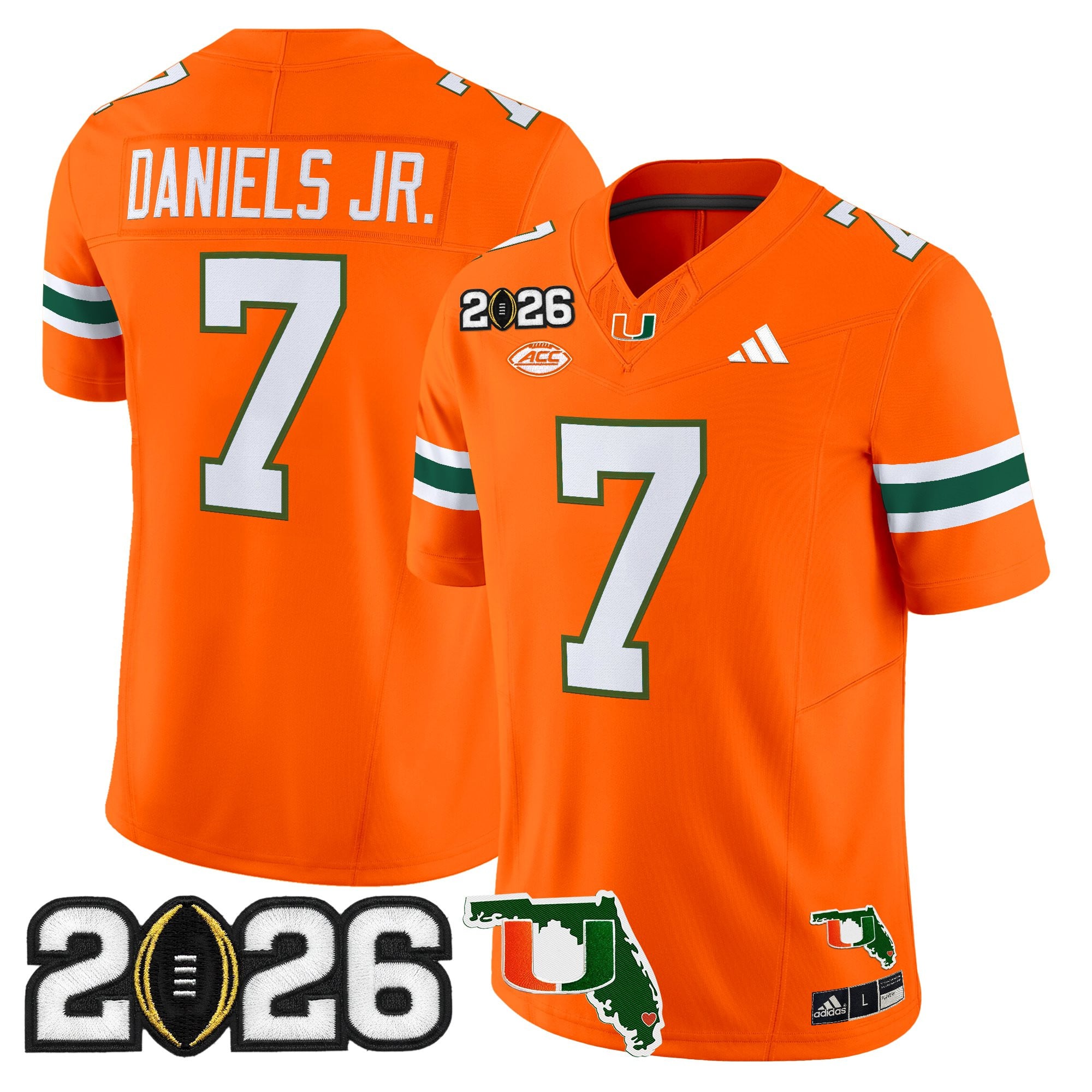 Men's Miami Hurricanes 2026 CFP Final & Florida Patch Vapor Limited Jersey - All Stitched