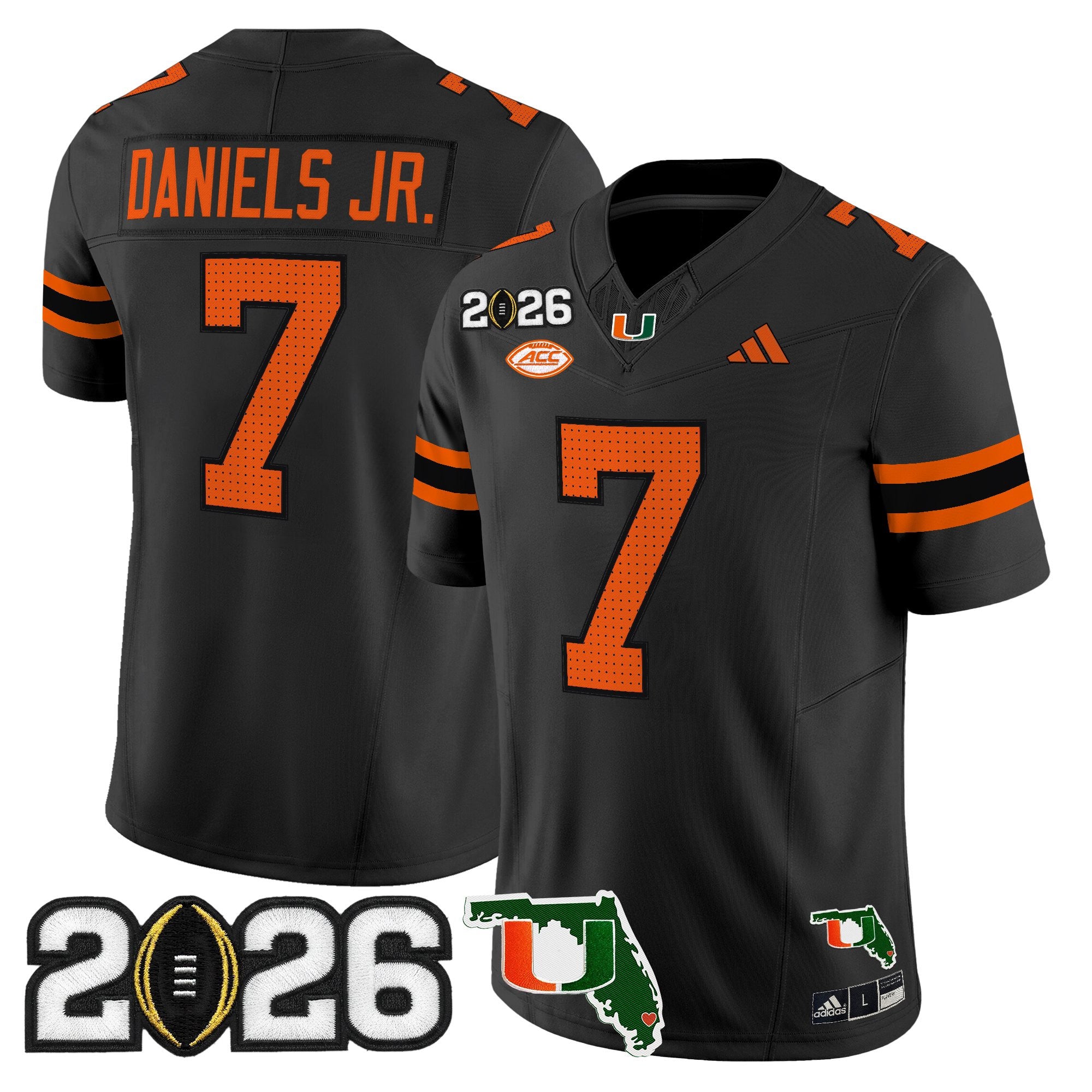 Men's Miami Hurricanes 2026 CFP Final & Florida Patch Vapor Limited Jersey - All Stitched