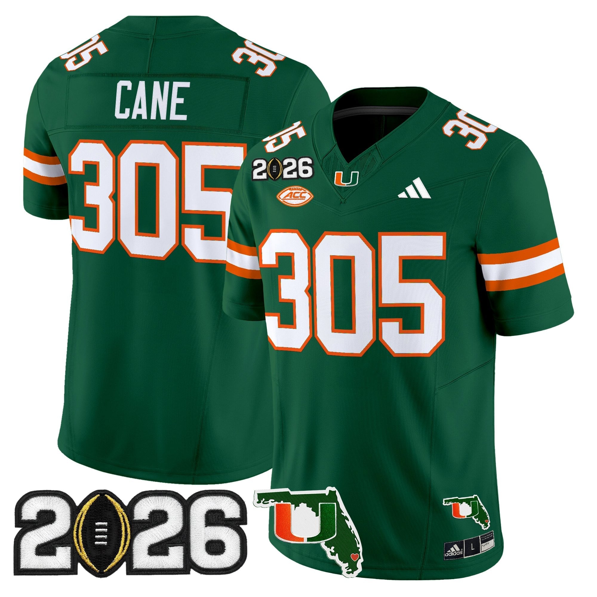 Men's Miami Hurricanes 2026 CFP Final & Florida Patch Vapor Limited Jersey - All Stitched