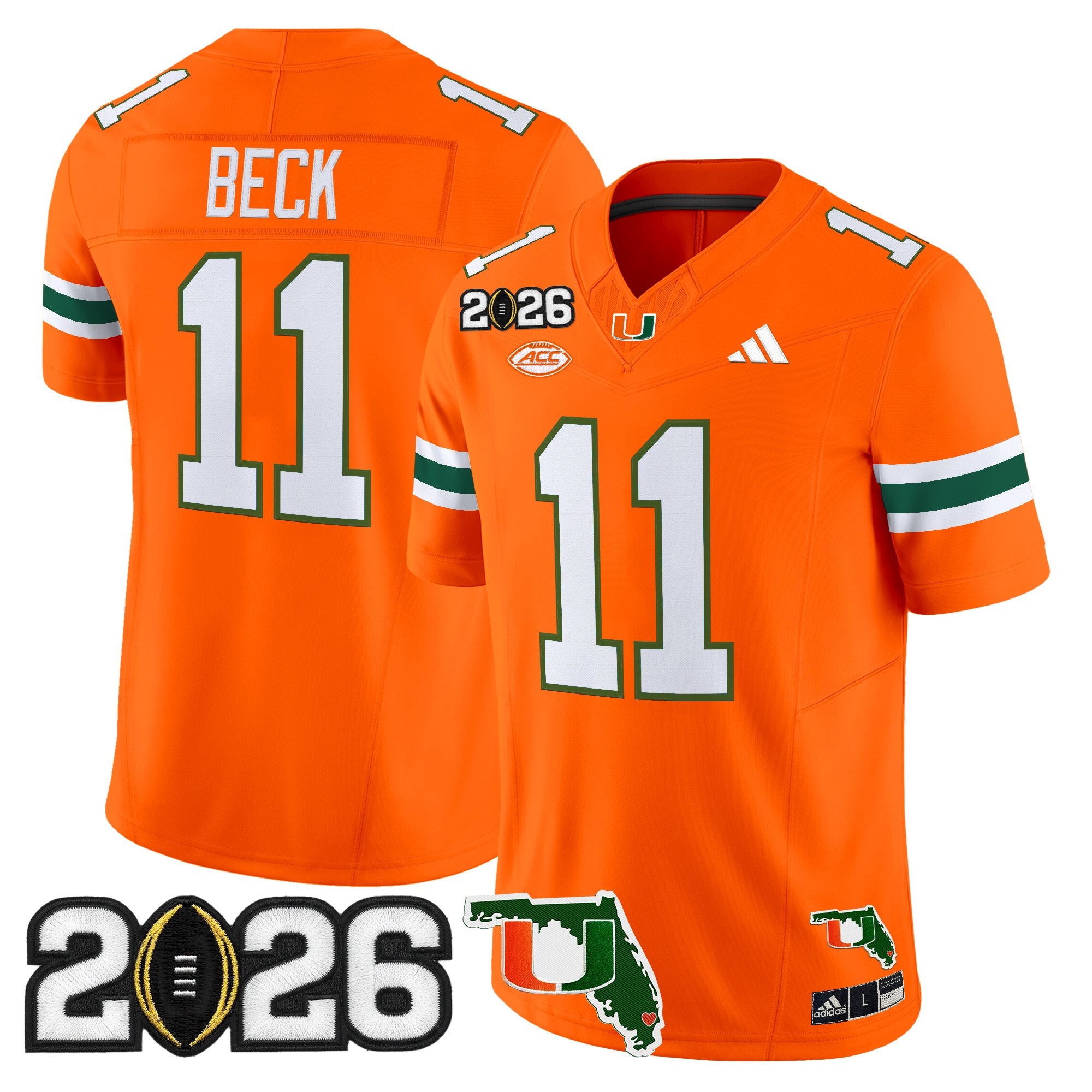 Men's Miami Hurricanes 2026 CFP Final & Florida Patch Vapor Limited Jersey - All Stitched
