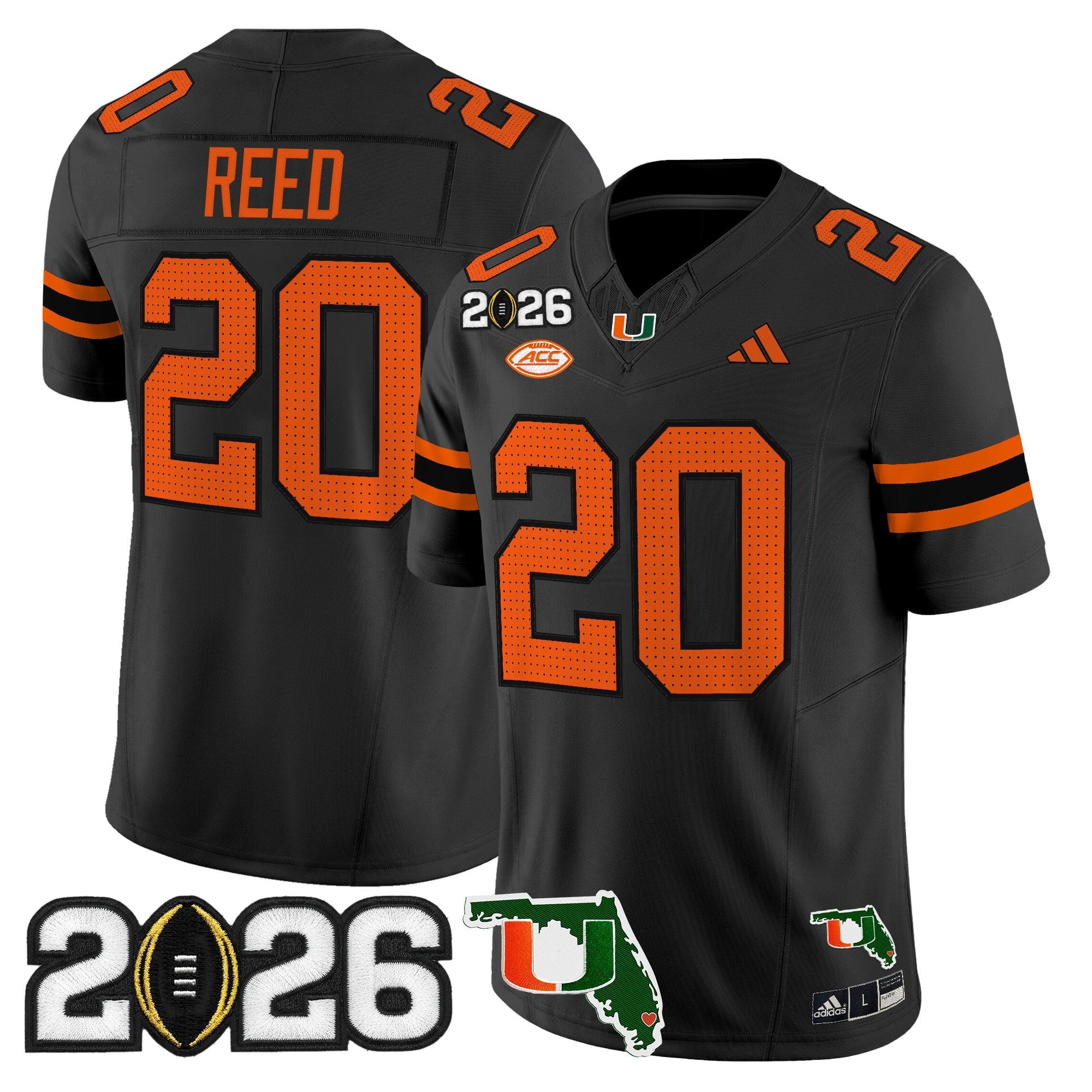 Men's Miami Hurricanes 2026 CFP Final & Florida Patch Vapor Limited Jersey - All Stitched