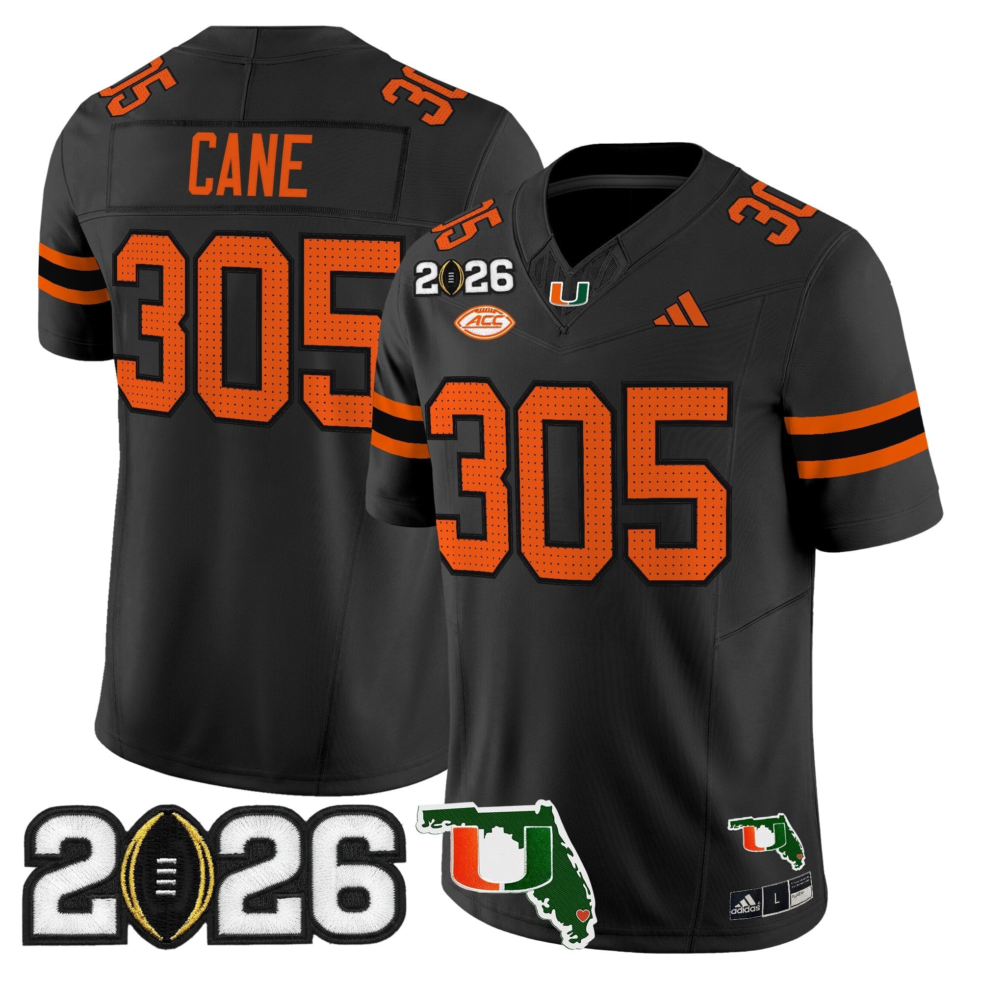 Men's Miami Hurricanes 2026 CFP Final & Florida Patch Vapor Limited Jersey - All Stitched