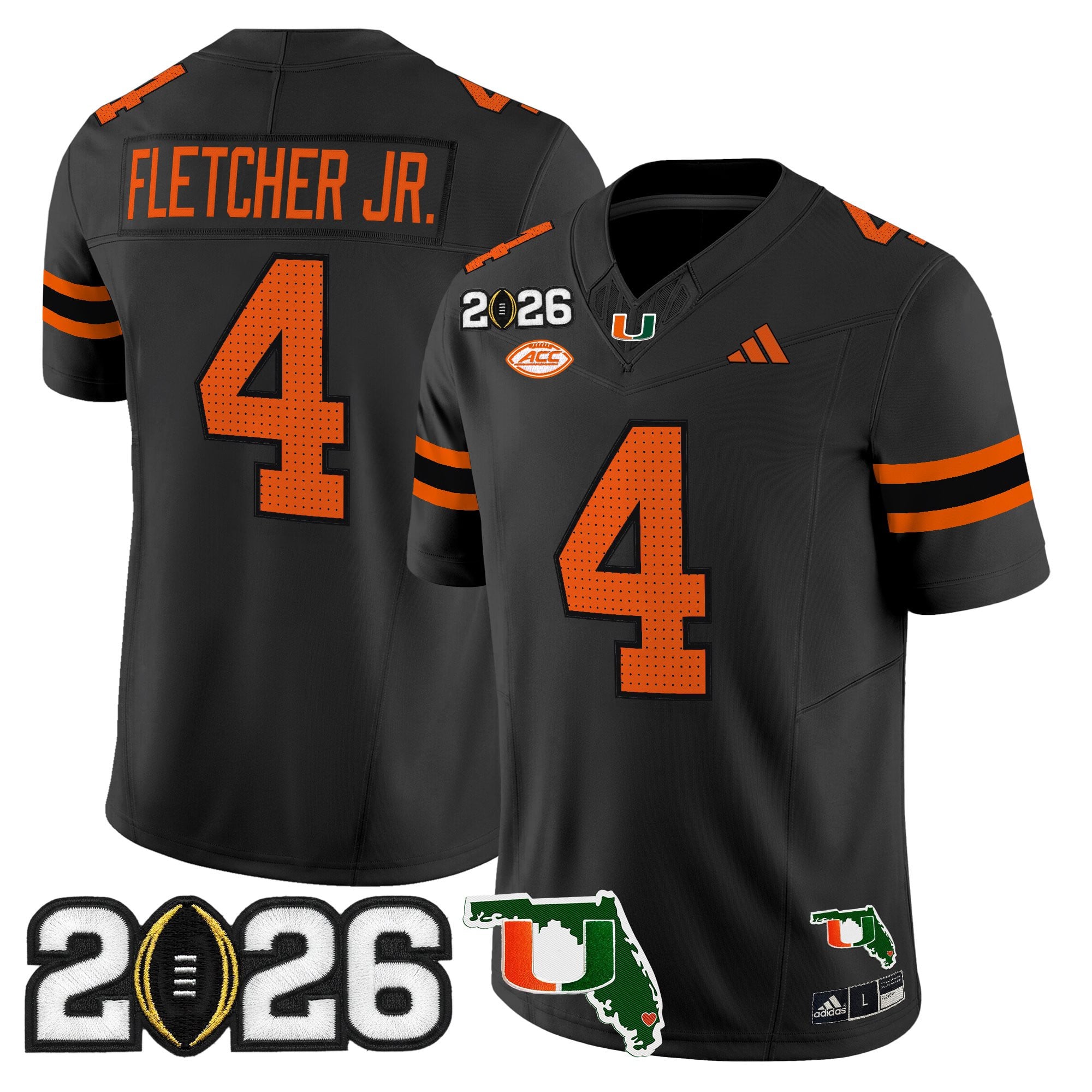 Men's Miami Hurricanes 2026 CFP Final & Florida Patch Vapor Limited Jersey - All Stitched