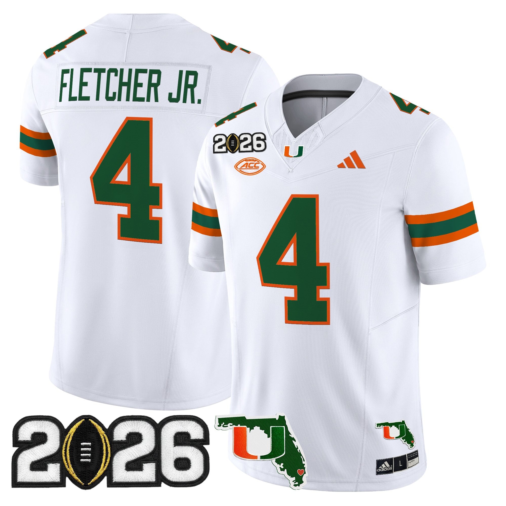 Men's Miami Hurricanes 2026 CFP Final & Florida Patch Vapor Limited Jersey - All Stitched