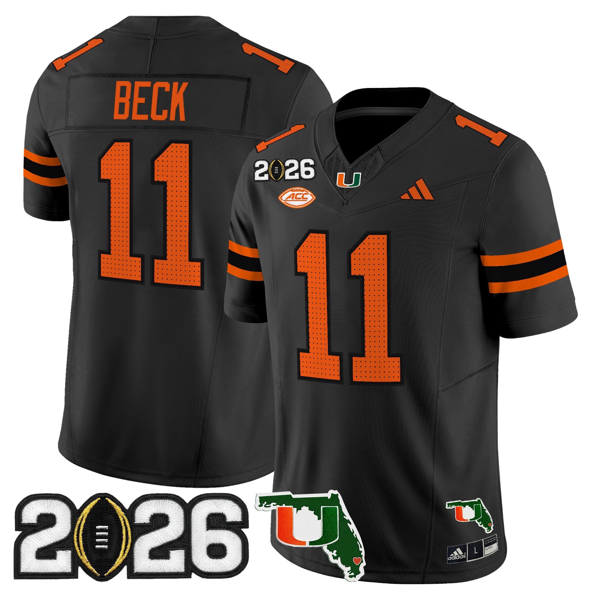 Men's Miami Hurricanes 2026 CFP Final & Florida Patch Vapor Limited Jersey - All Stitched
