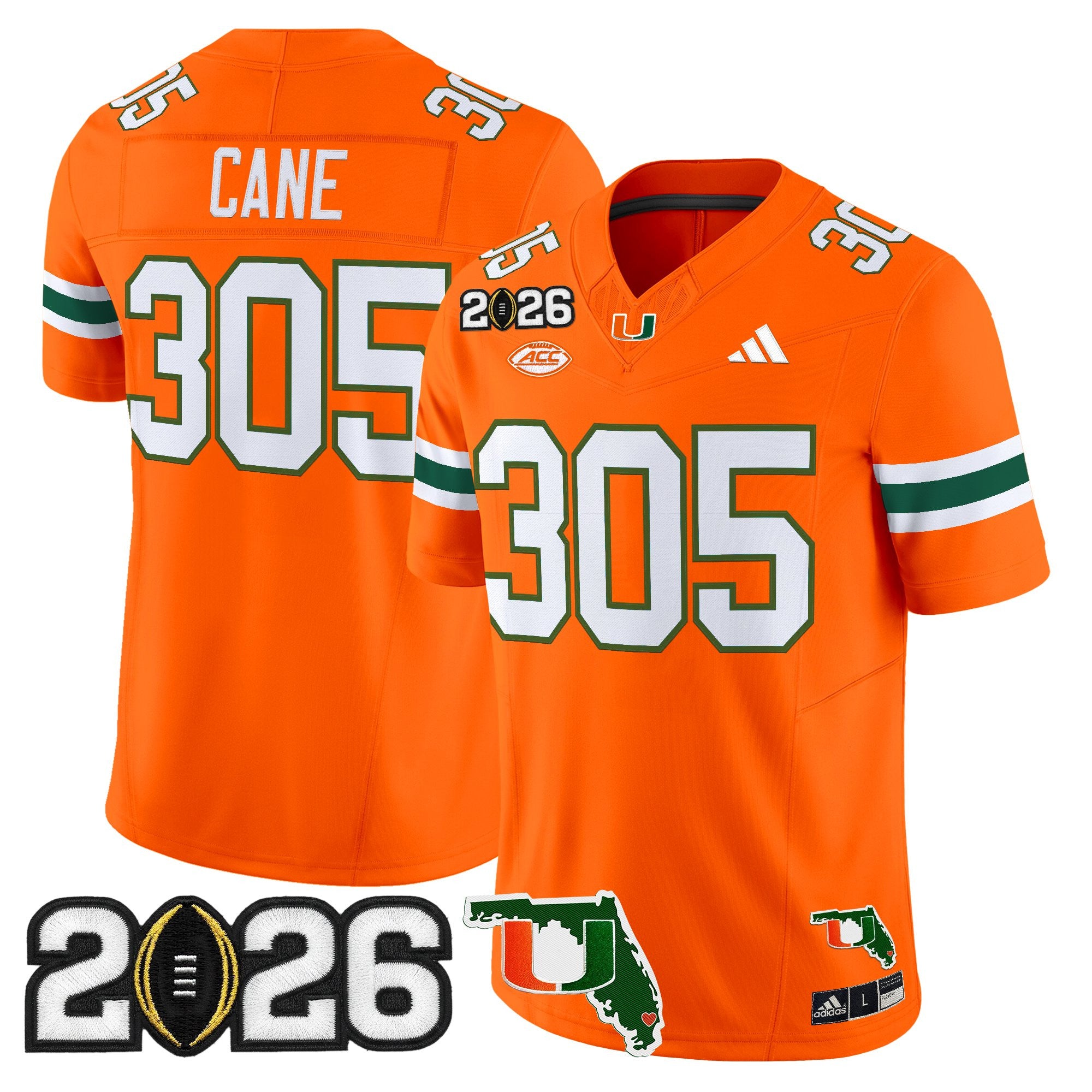 Men's Miami Hurricanes 2026 CFP Final & Florida Patch Vapor Limited Jersey - All Stitched