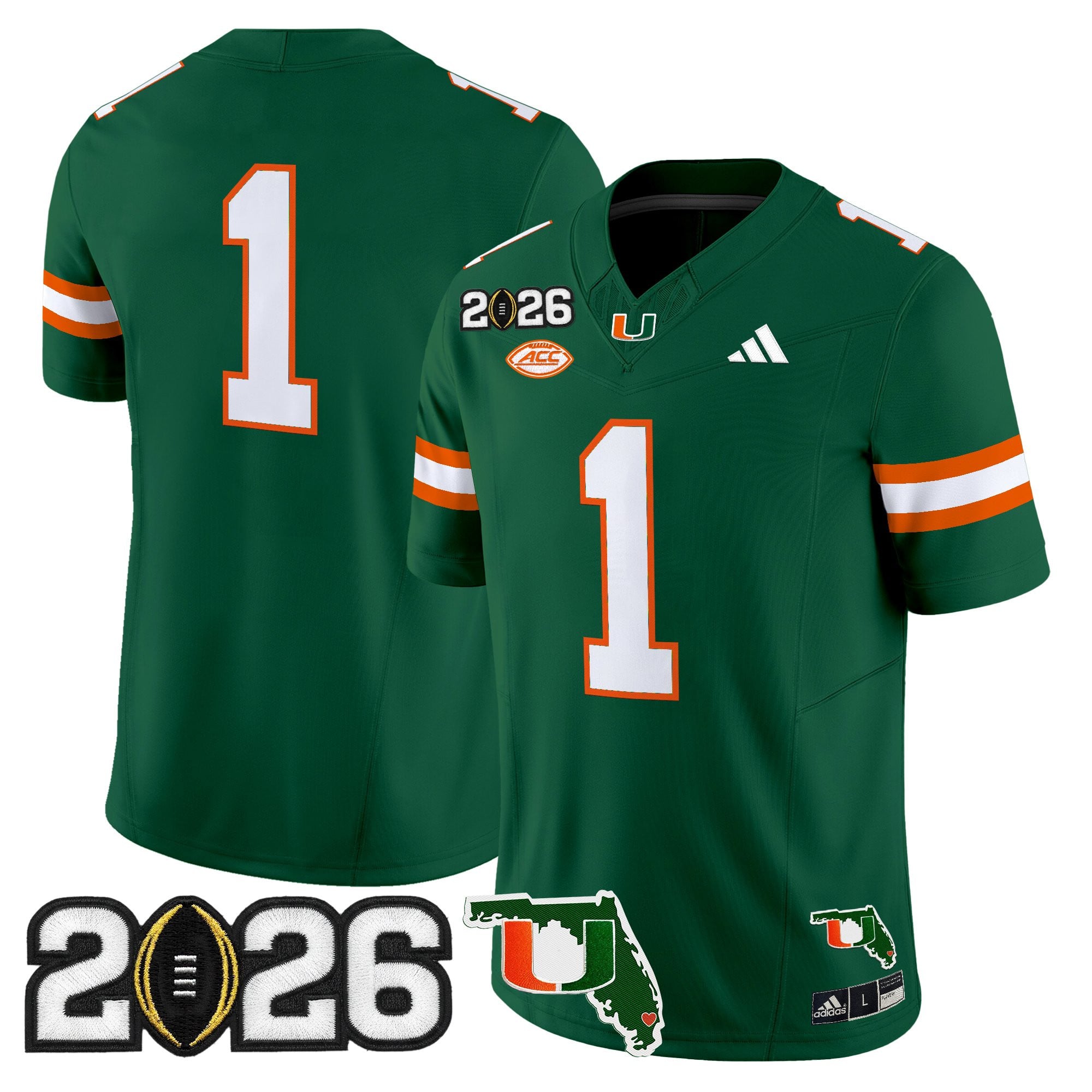 Men's Miami Hurricanes 2026 CFP Final & Florida Patch Vapor Limited Jersey - All Stitched