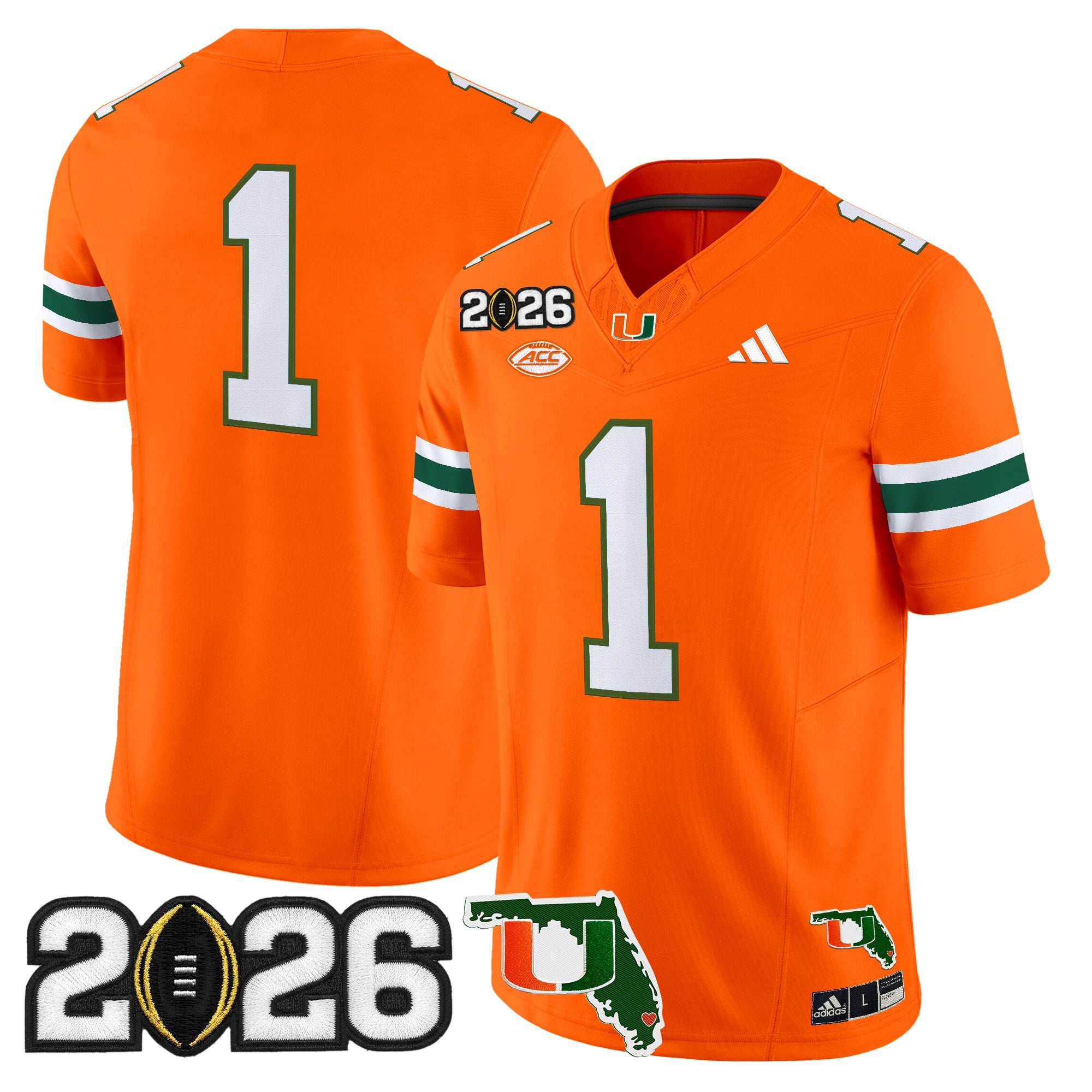 Men's Miami Hurricanes 2026 CFP Final & Florida Patch Vapor Limited Jersey - All Stitched
