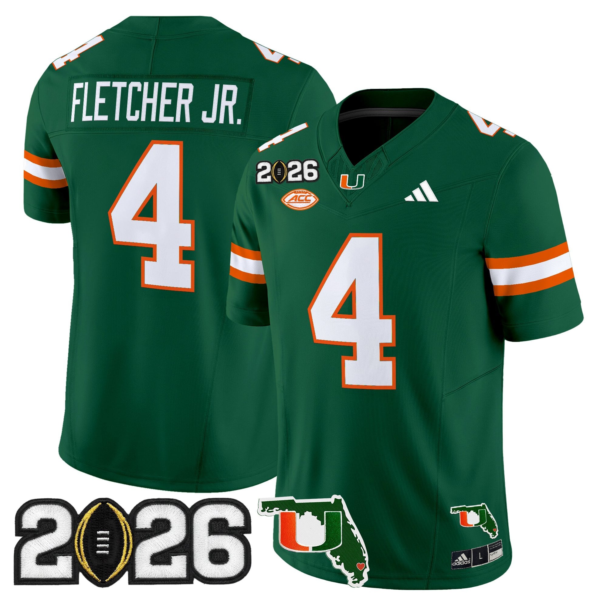 Men's Miami Hurricanes 2026 CFP Final & Florida Patch Vapor Limited Jersey - All Stitched