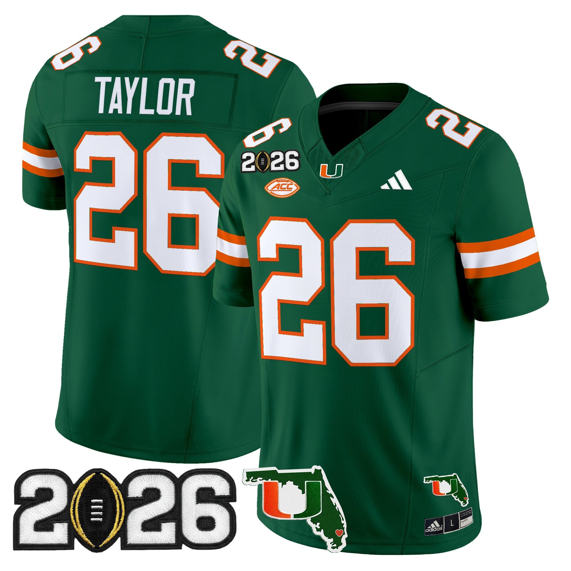 Men's Miami Hurricanes 2026 CFP Final & Florida Patch Vapor Limited Jersey - All Stitched