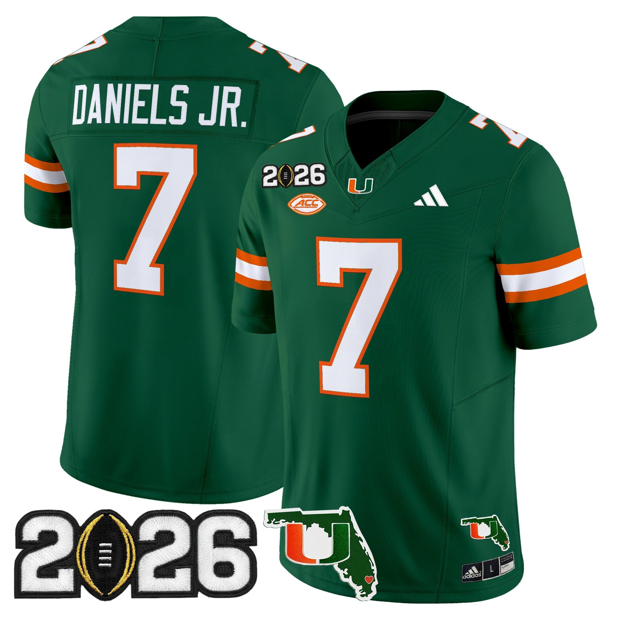 Men's Miami Hurricanes 2026 CFP Final & Florida Patch Vapor Limited Jersey - All Stitched