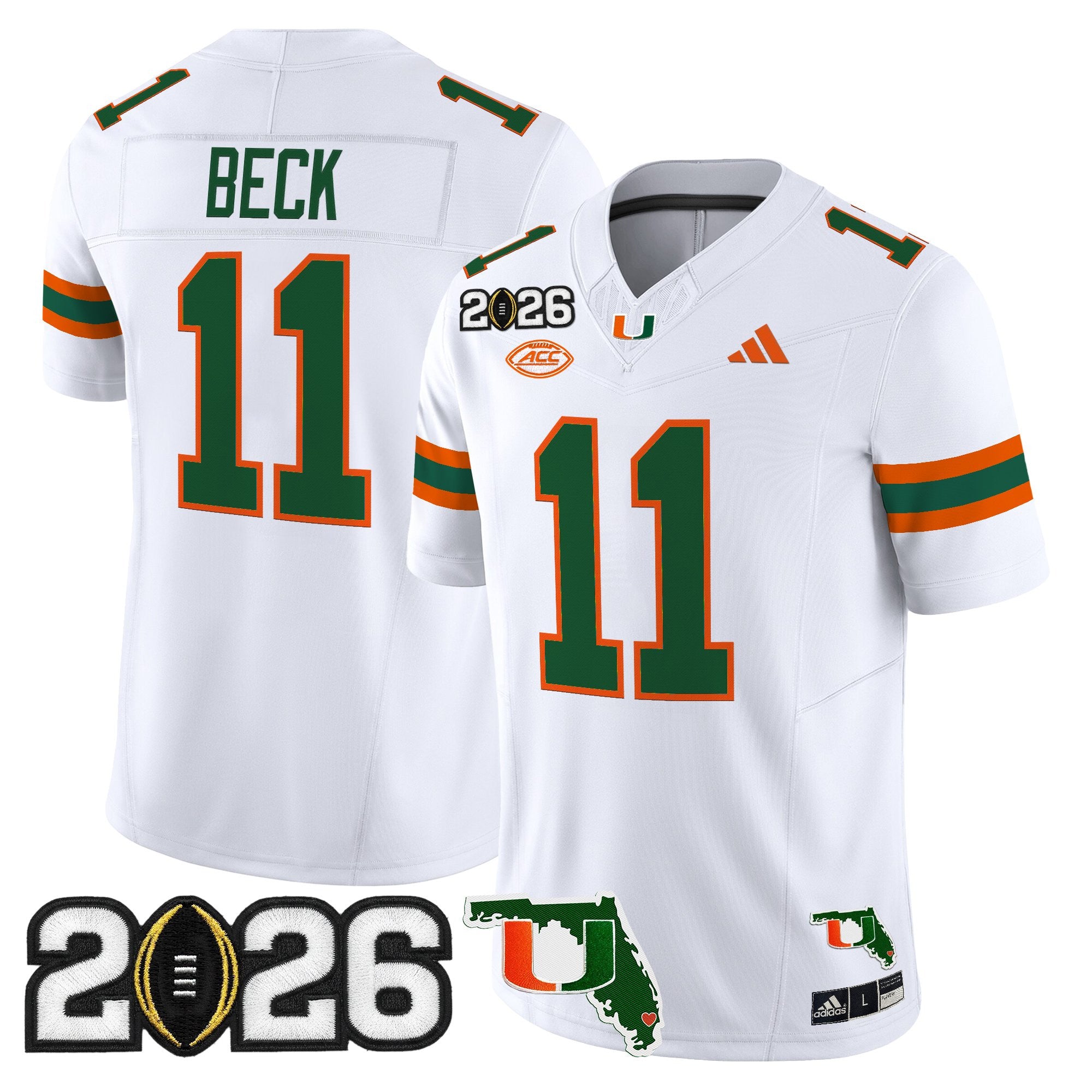 Men's Miami Hurricanes 2026 CFP Final & Florida Patch Vapor Limited Jersey - All Stitched
