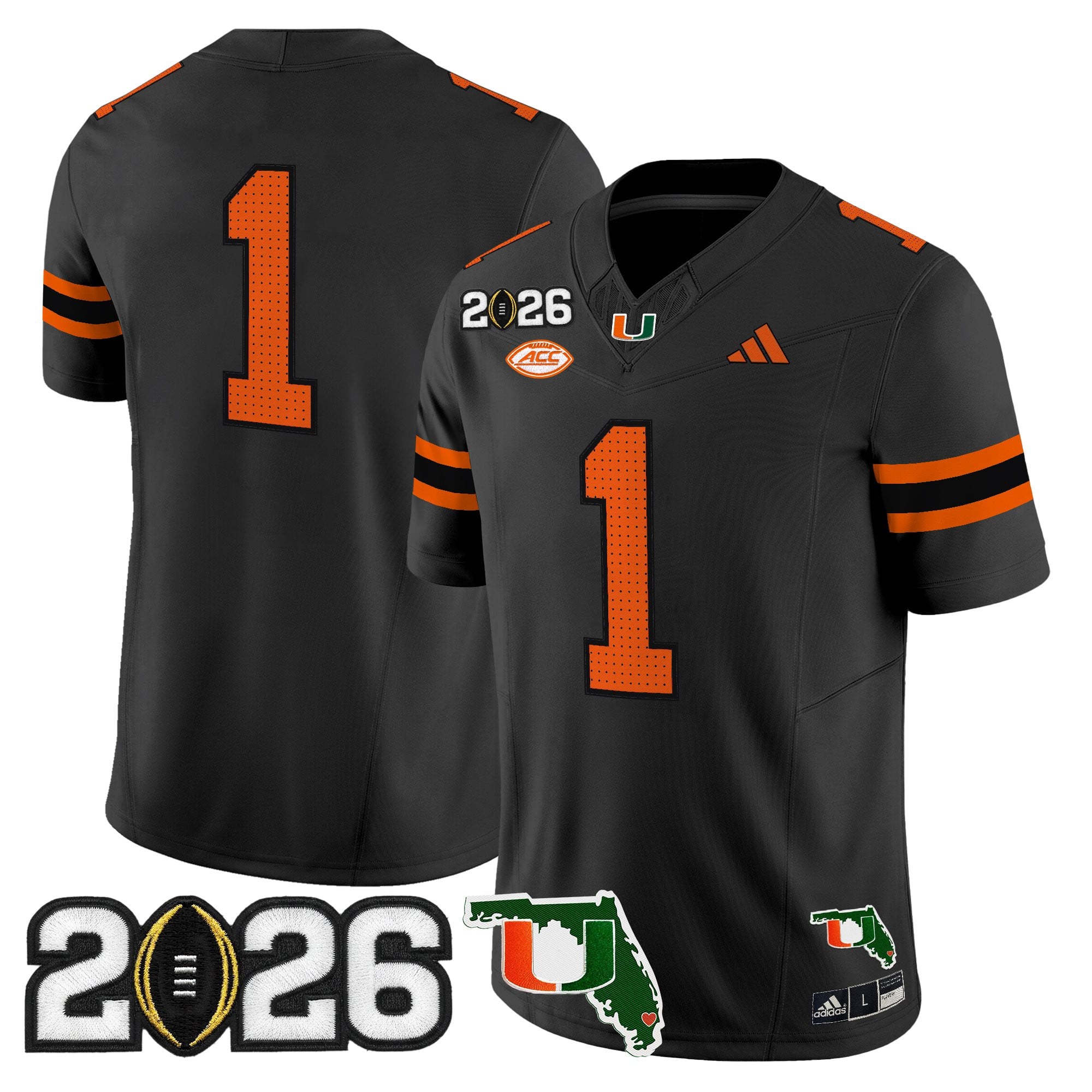 Men's Miami Hurricanes 2026 CFP Final & Florida Patch Vapor Limited Jersey - All Stitched