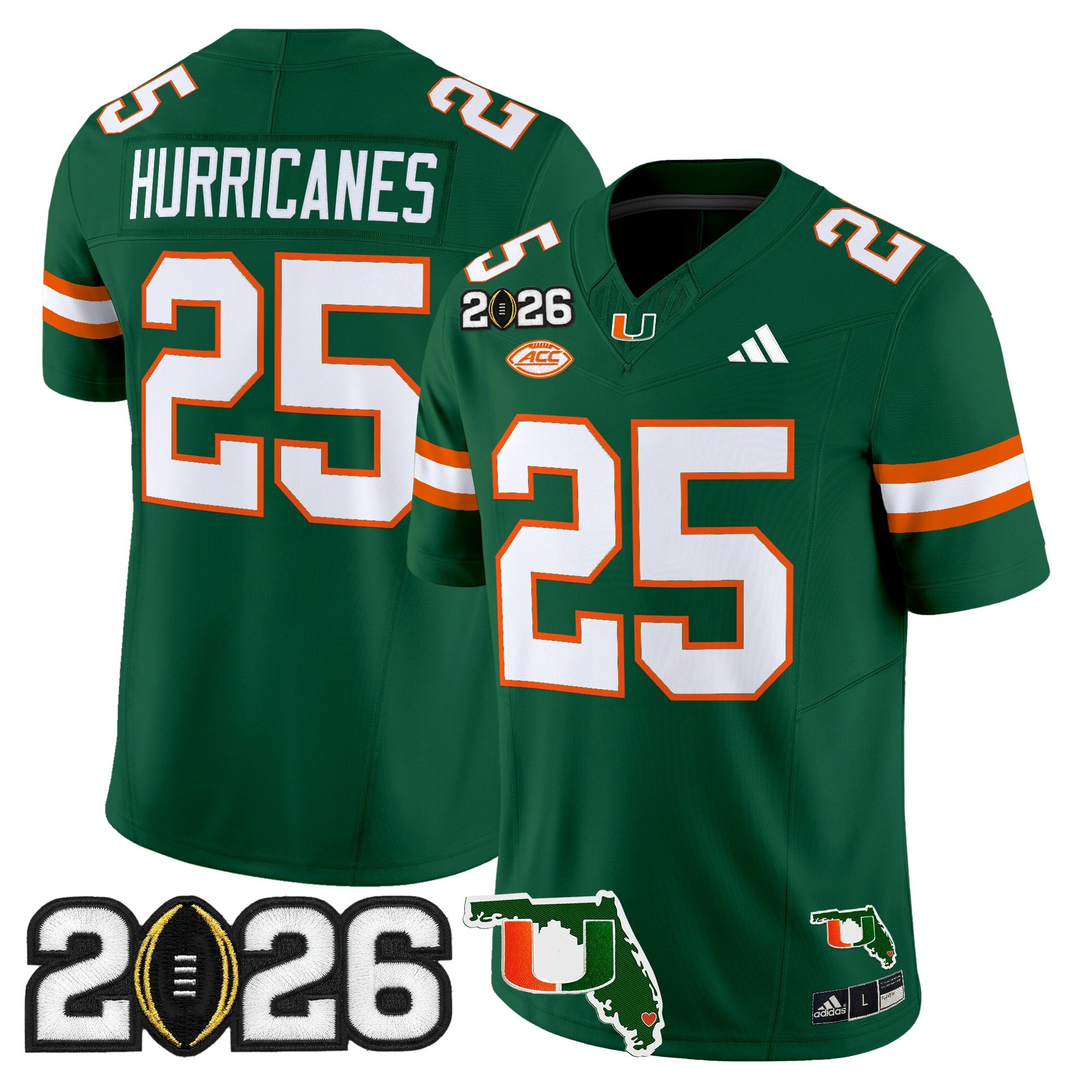 Men's Miami Hurricanes 2026 CFP Final & Florida Patch Vapor Limited Jersey - All Stitched