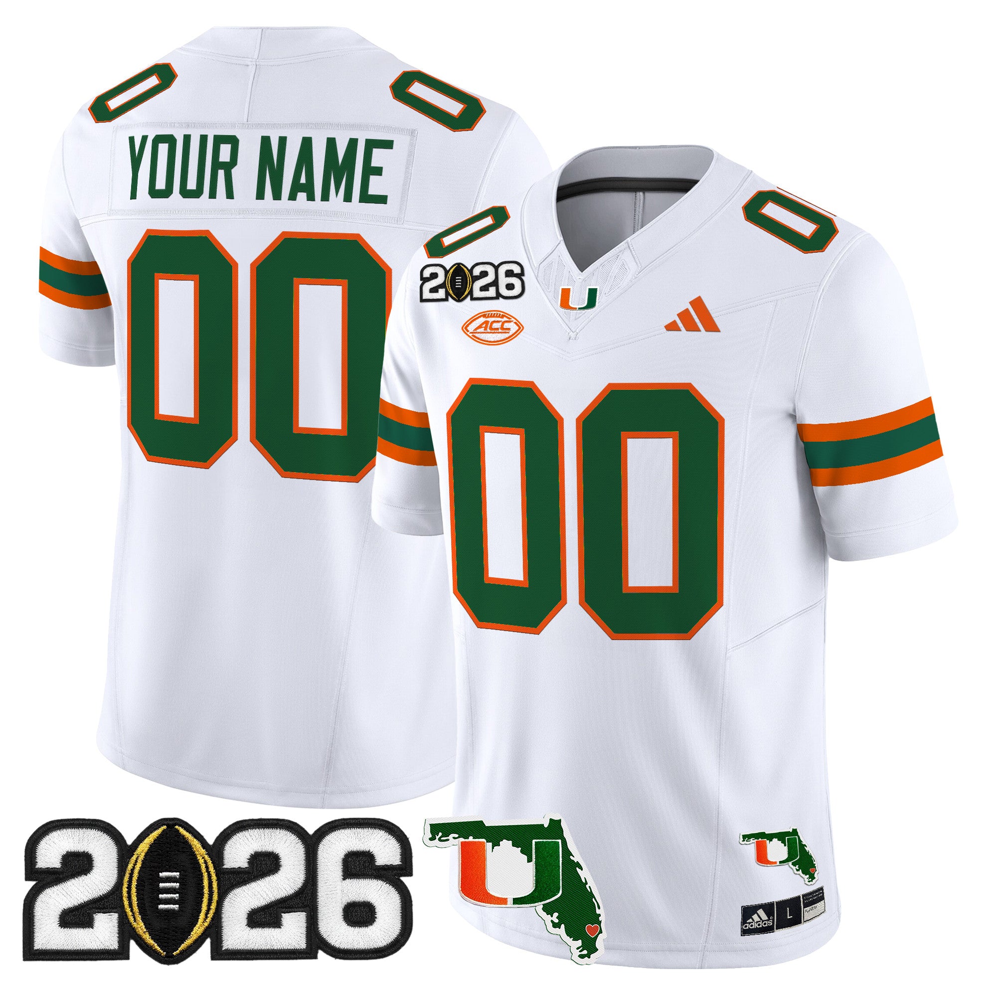 Miami Hurricanes 2026 CFP Final & Florida Patch Vapor Limited Custom Jersey - All Stitched