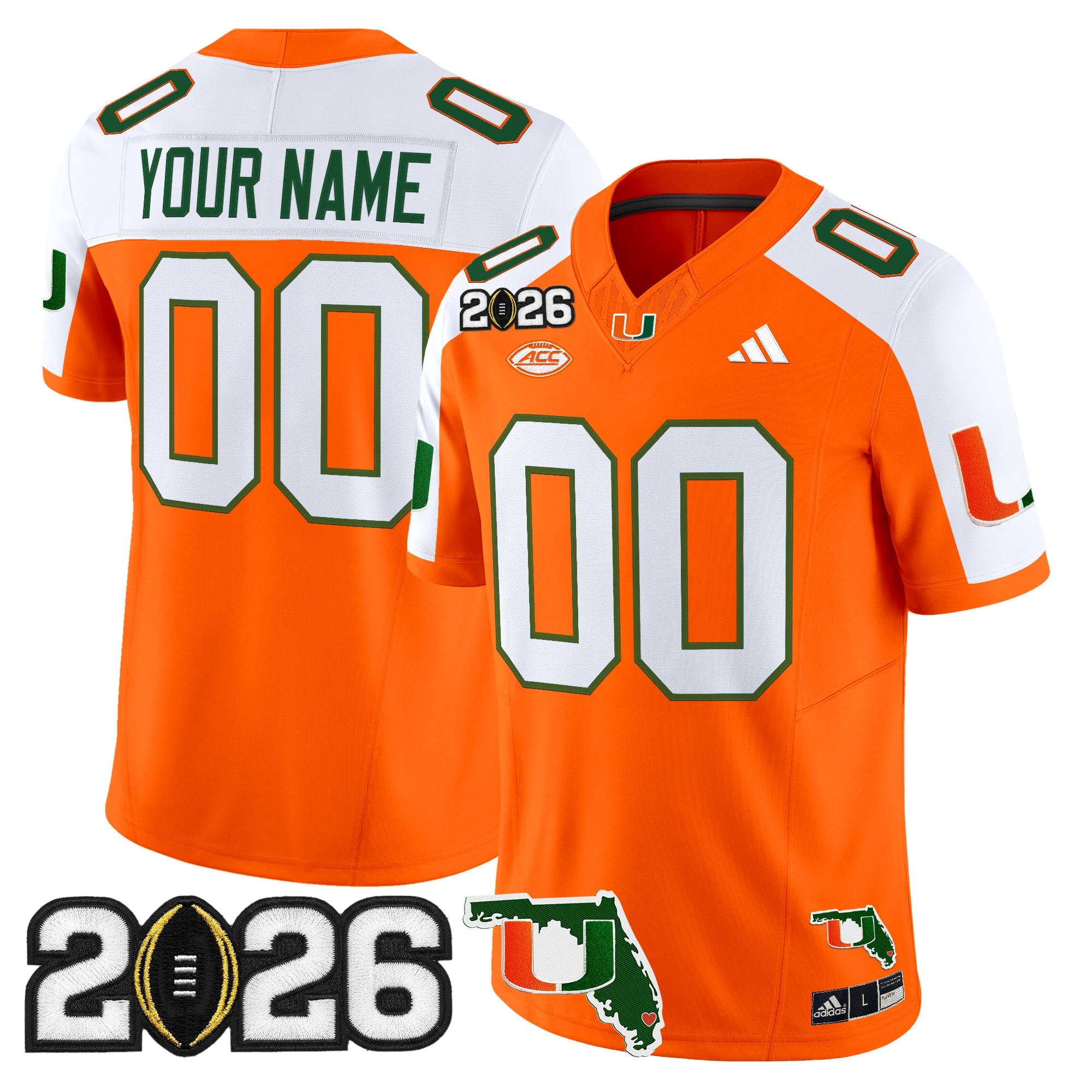Miami Hurricanes 2026 CFP Final & Florida Patch Vapor Limited Custom Jersey - All Stitched