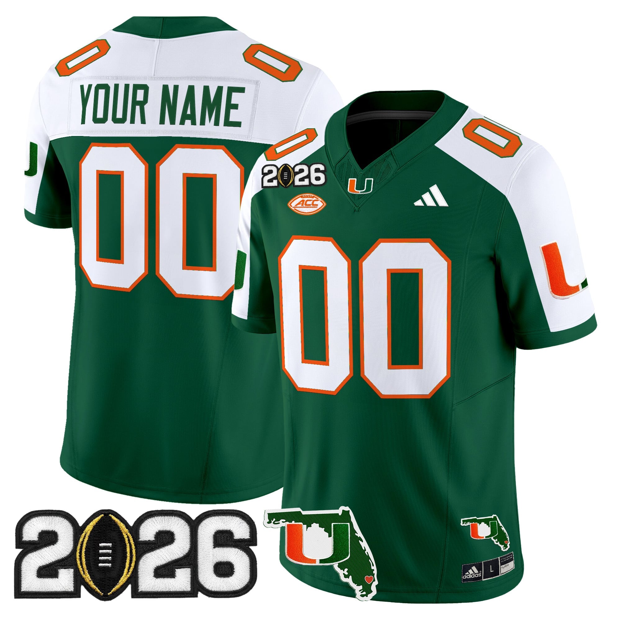 Miami Hurricanes 2026 CFP Final & Florida Patch Vapor Limited Custom Jersey - All Stitched