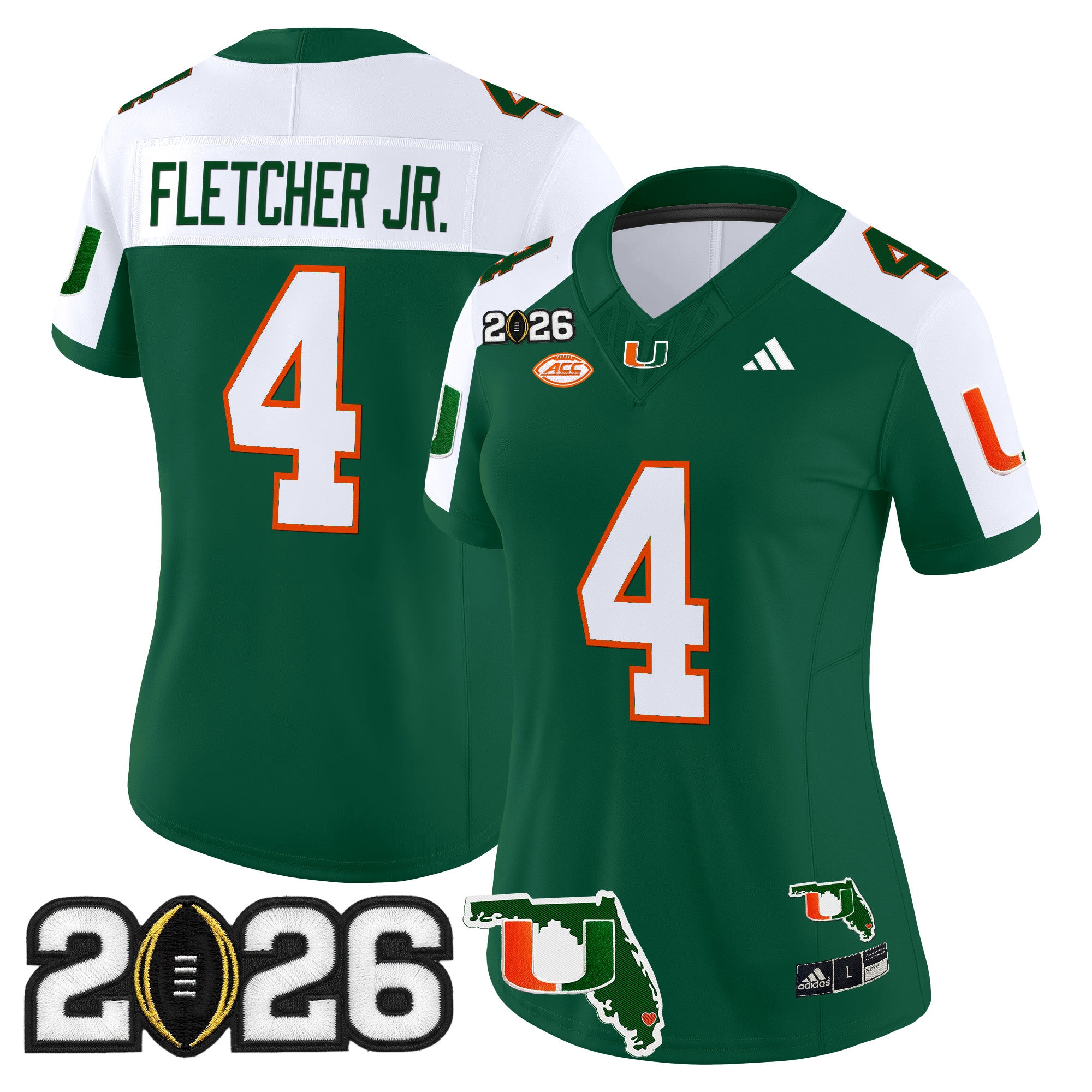 Women's Miami Hurricanes 2026 CFP Final & Florida Patch Vapor Limited Jersey - All Stitched